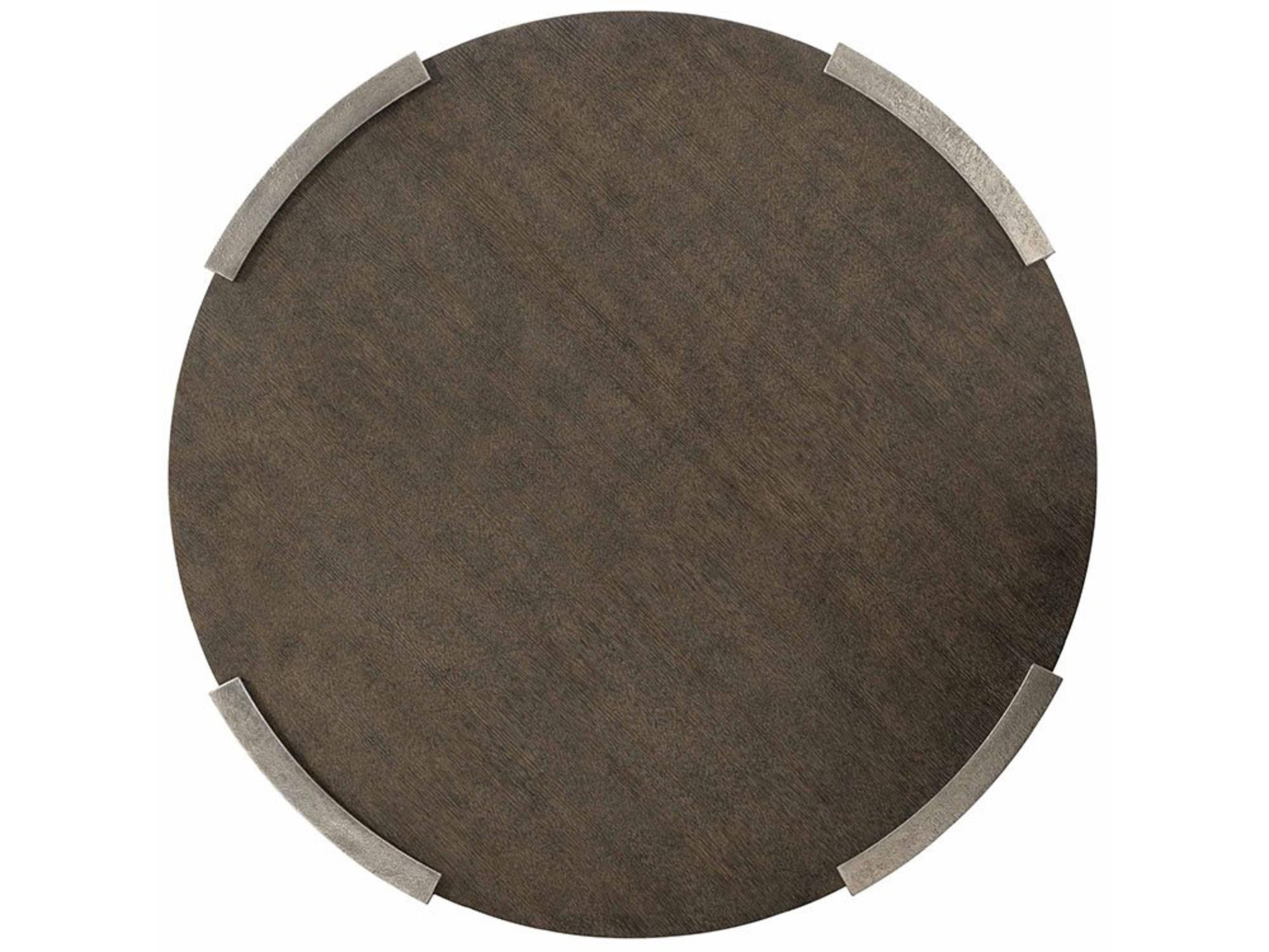 Bernhardt Gainsford Round Wood Weathered Charcoal Graphite Cocktail Table