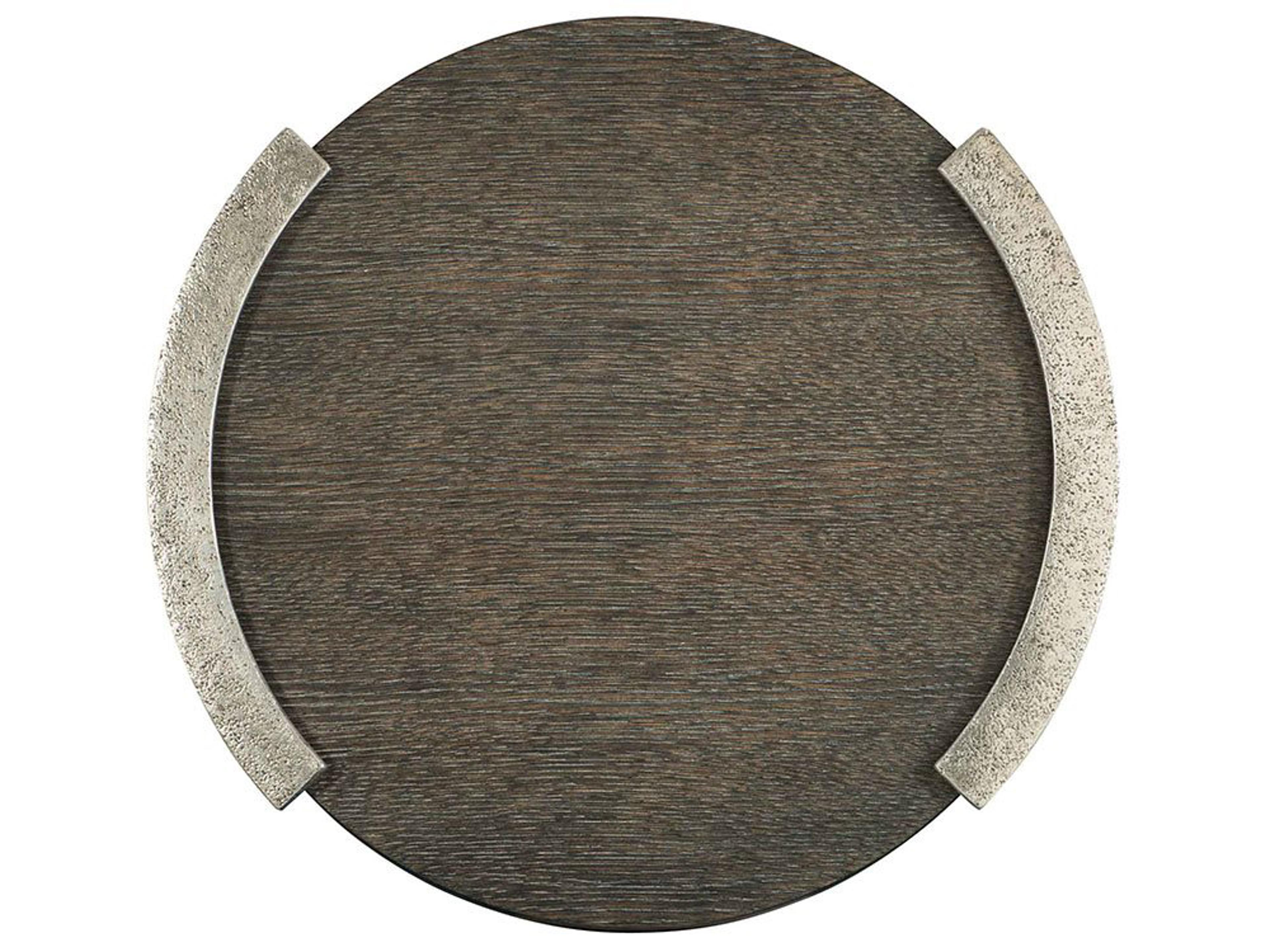 Bernhardt Gainsford Round Wood Weathered Charcoal Graphite End Table