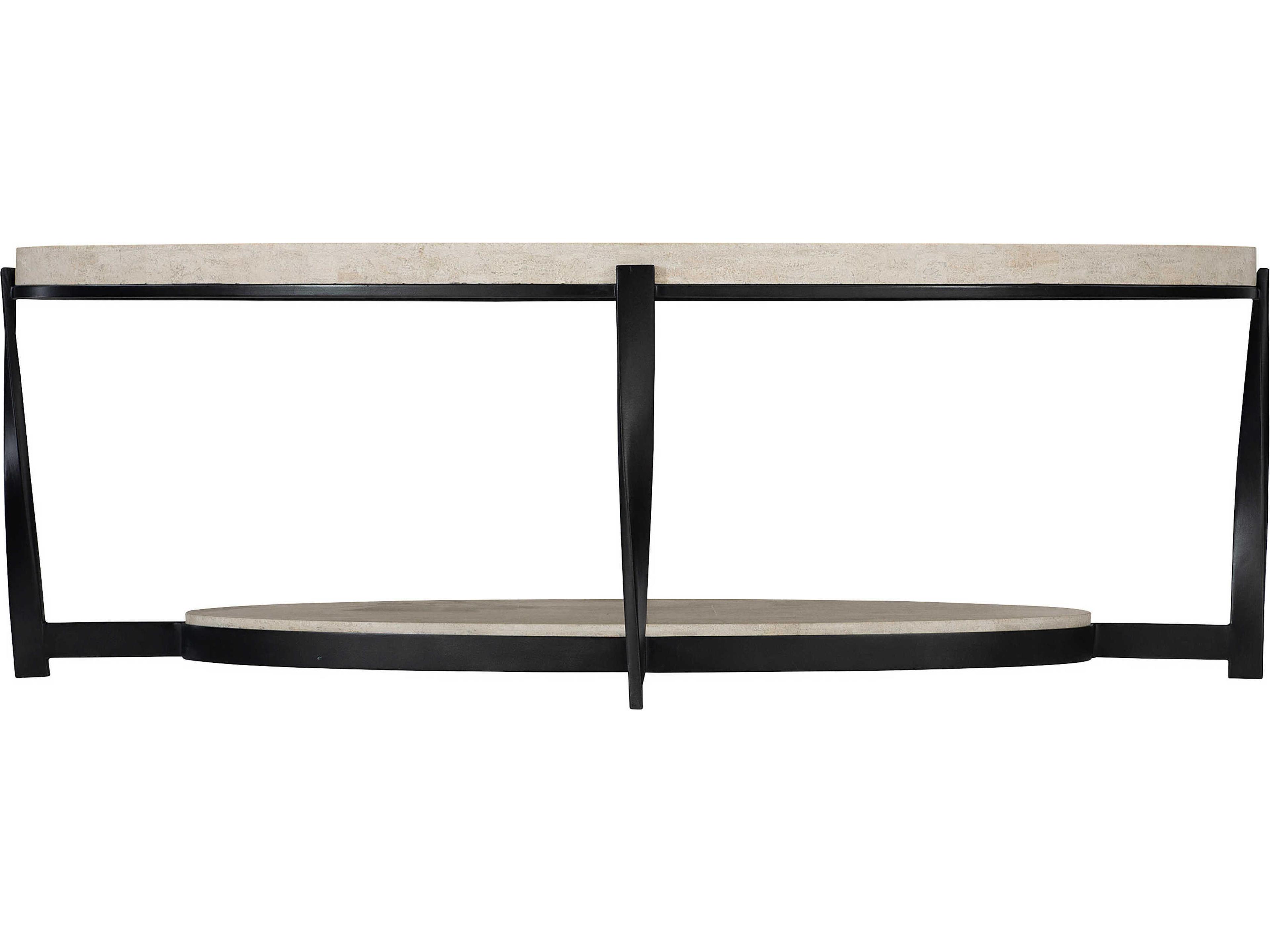 Bernhardt Berkshire Oval Stone Aged Pewter Cocktail Table