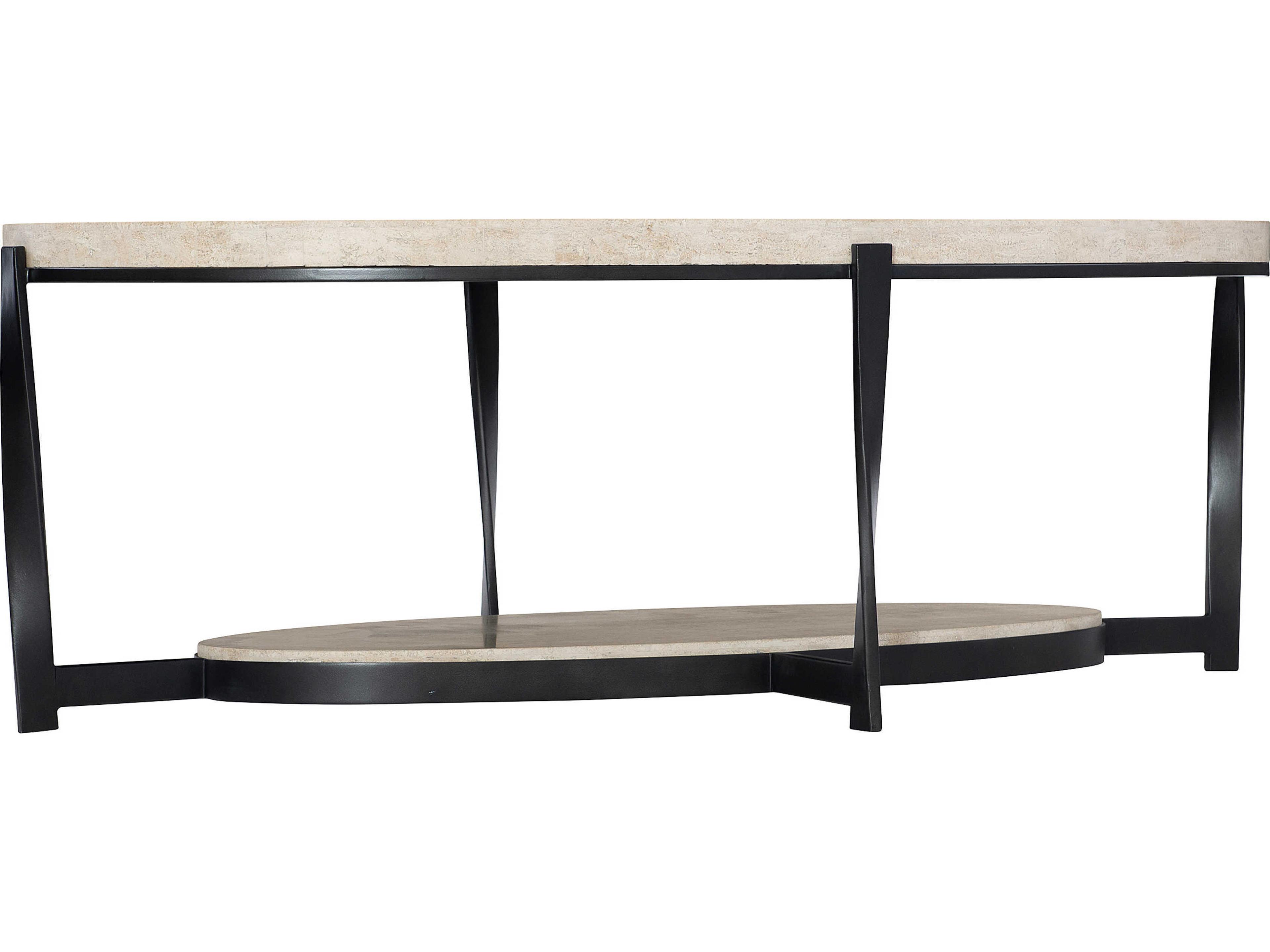 Bernhardt Berkshire Oval Stone Aged Pewter Cocktail Table