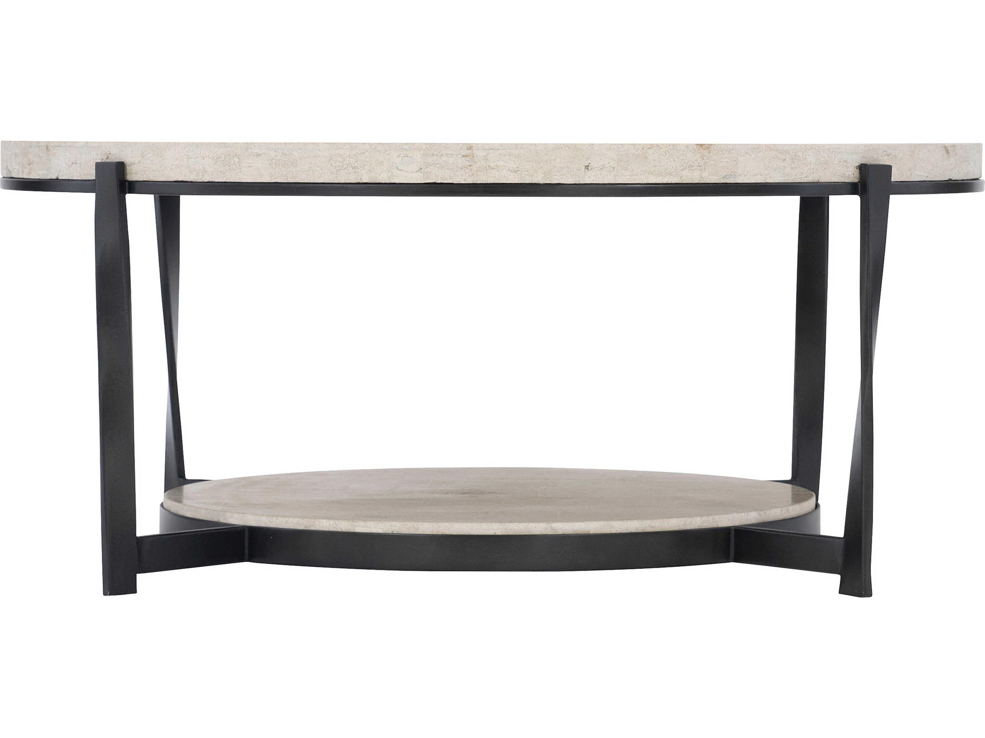 Bernhardt Berkshire Round Stone Aged Pewter Cocktail Table