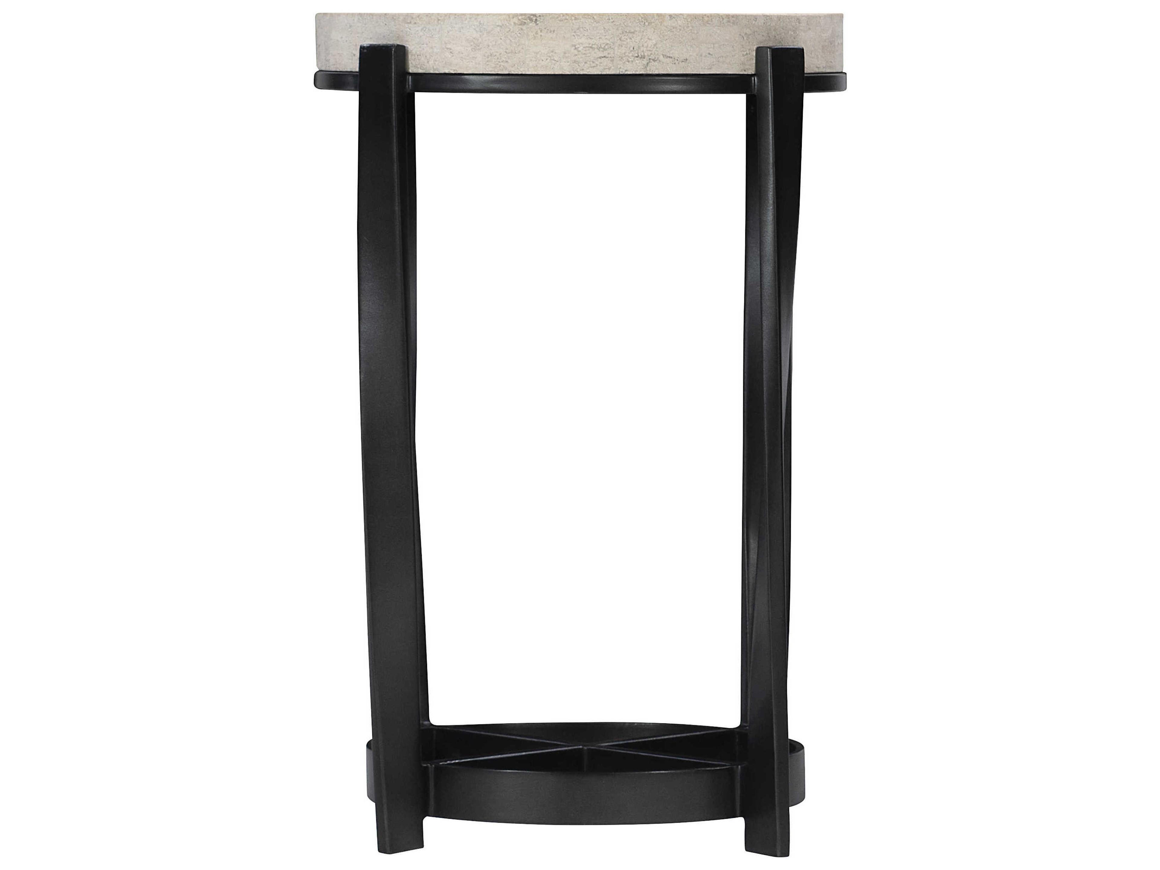 Bernhardt Berkshire Round Stone Aged Pewter Accent Table