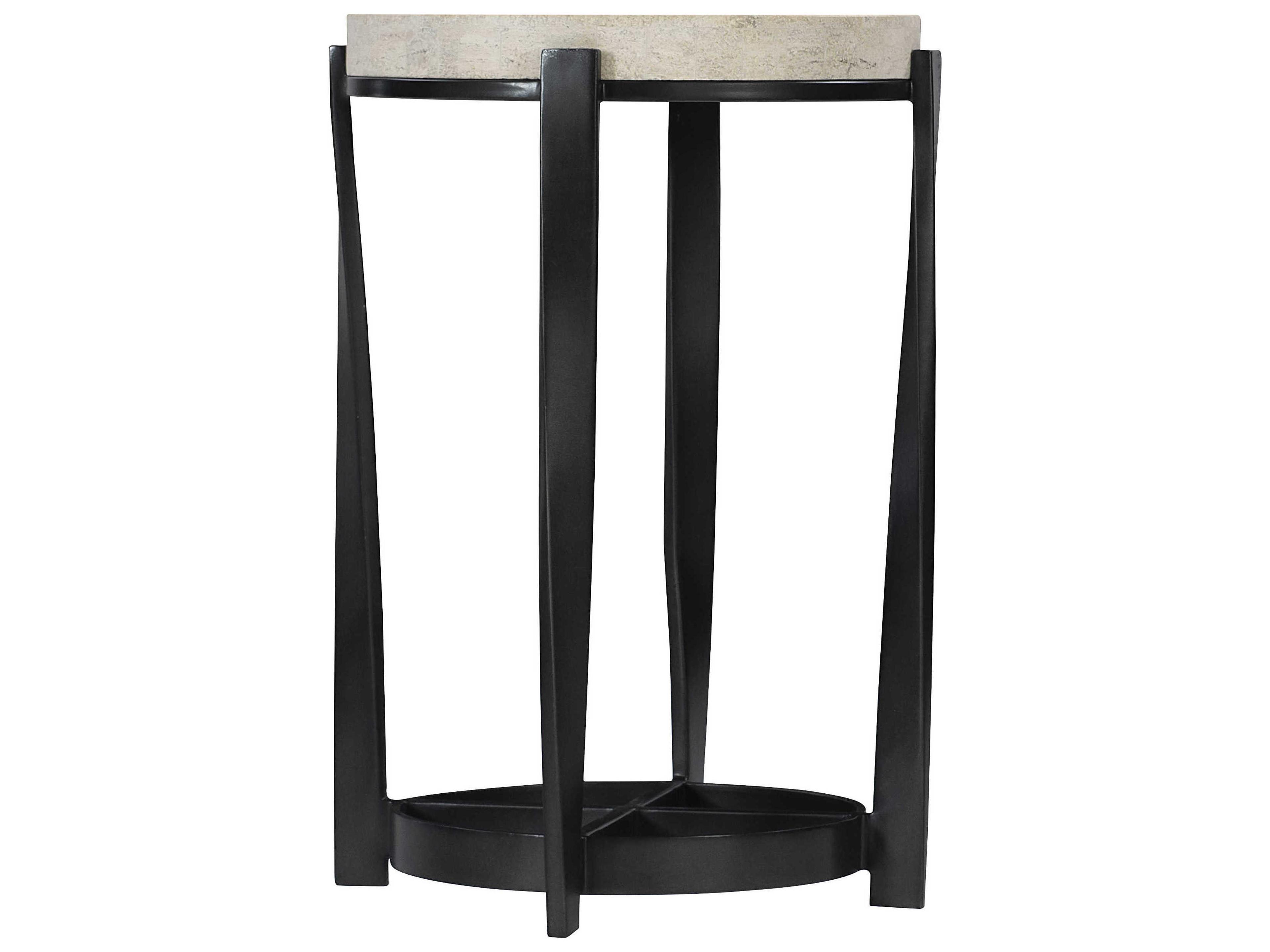 Bernhardt Berkshire Round Stone Aged Pewter Accent Table