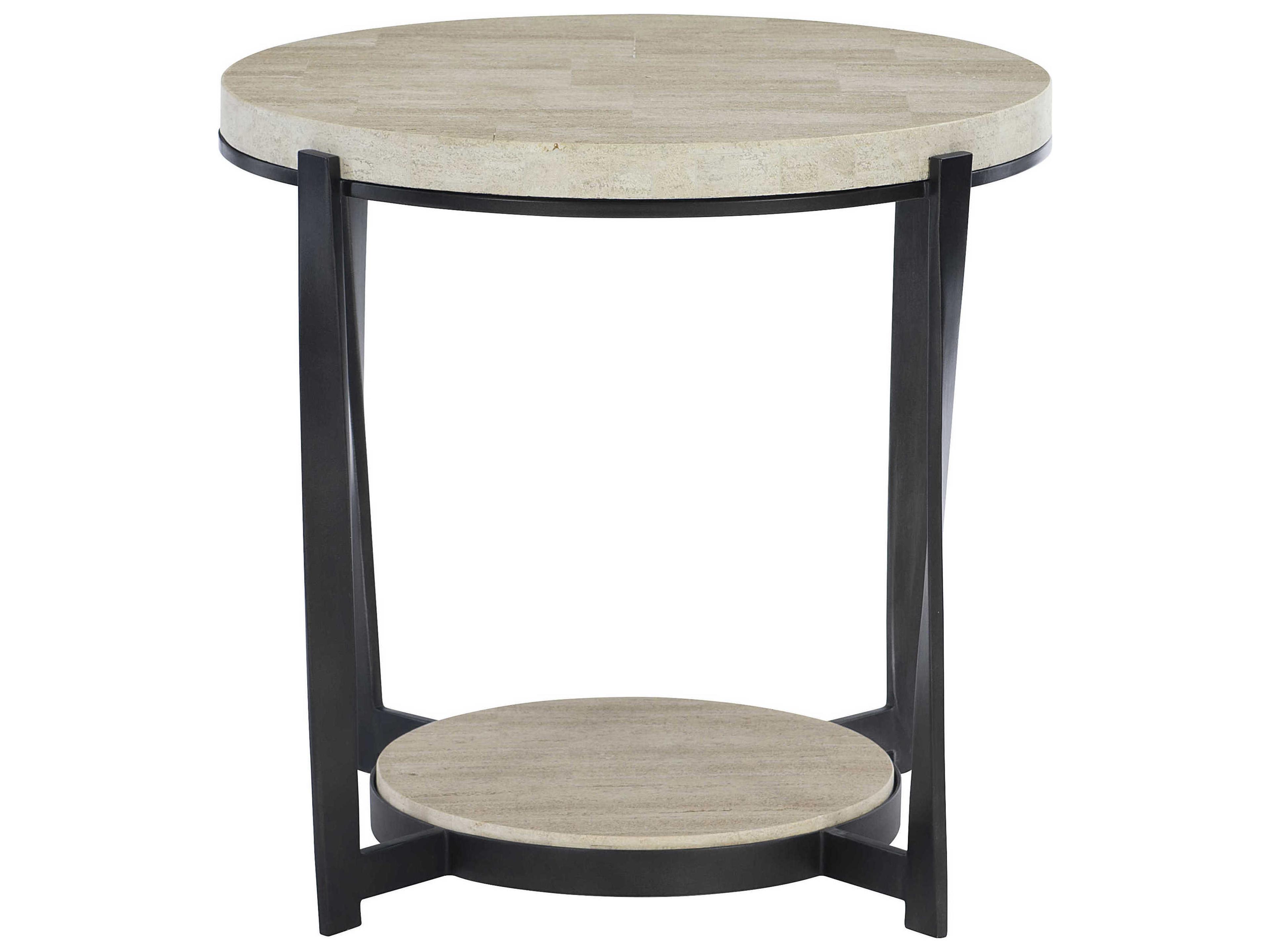 Berkshire Round Side Table Laminated Stone Aged Pewter