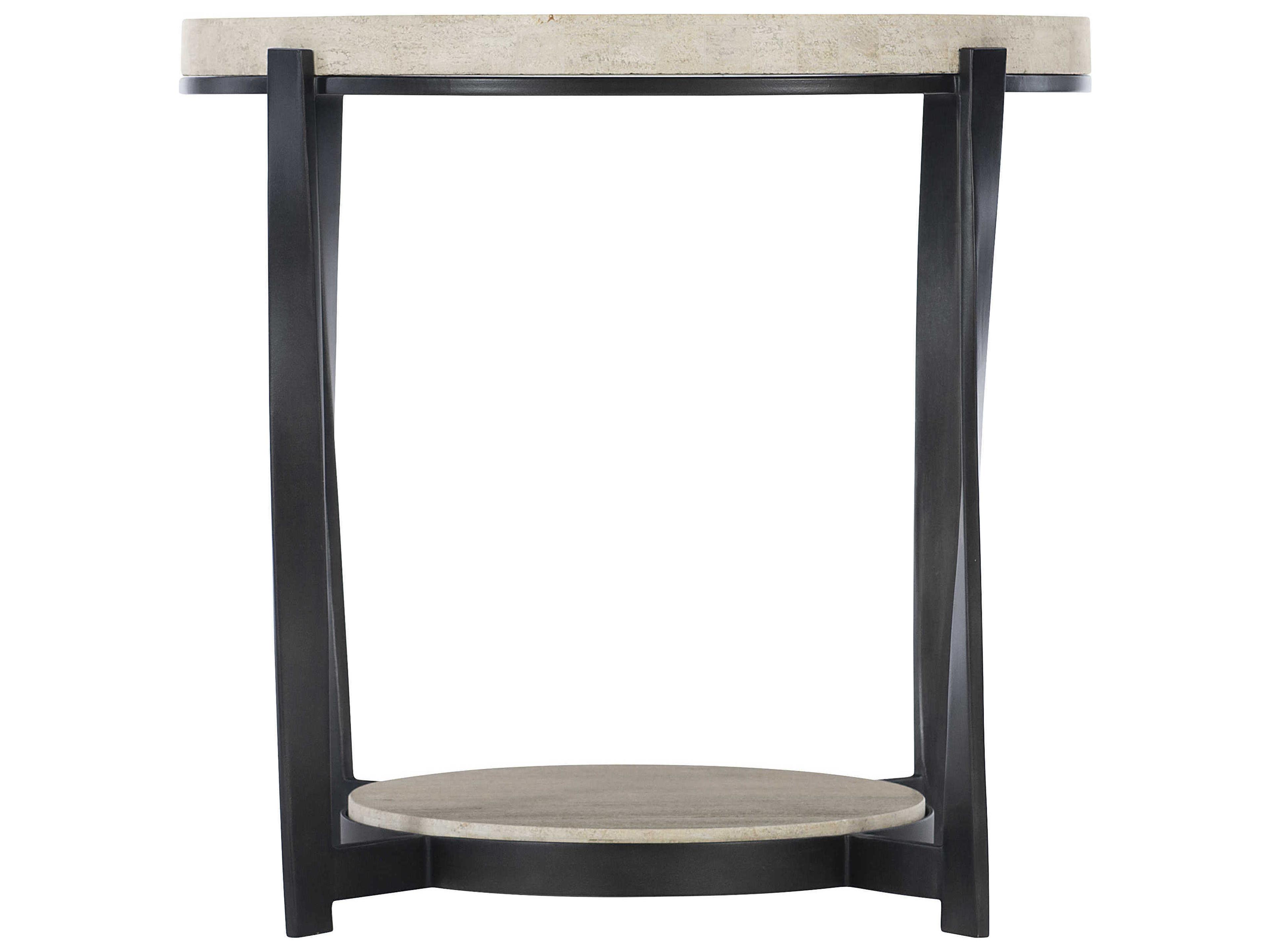 Bernhardt Berkshire Round Stone Aged Pewter End Table