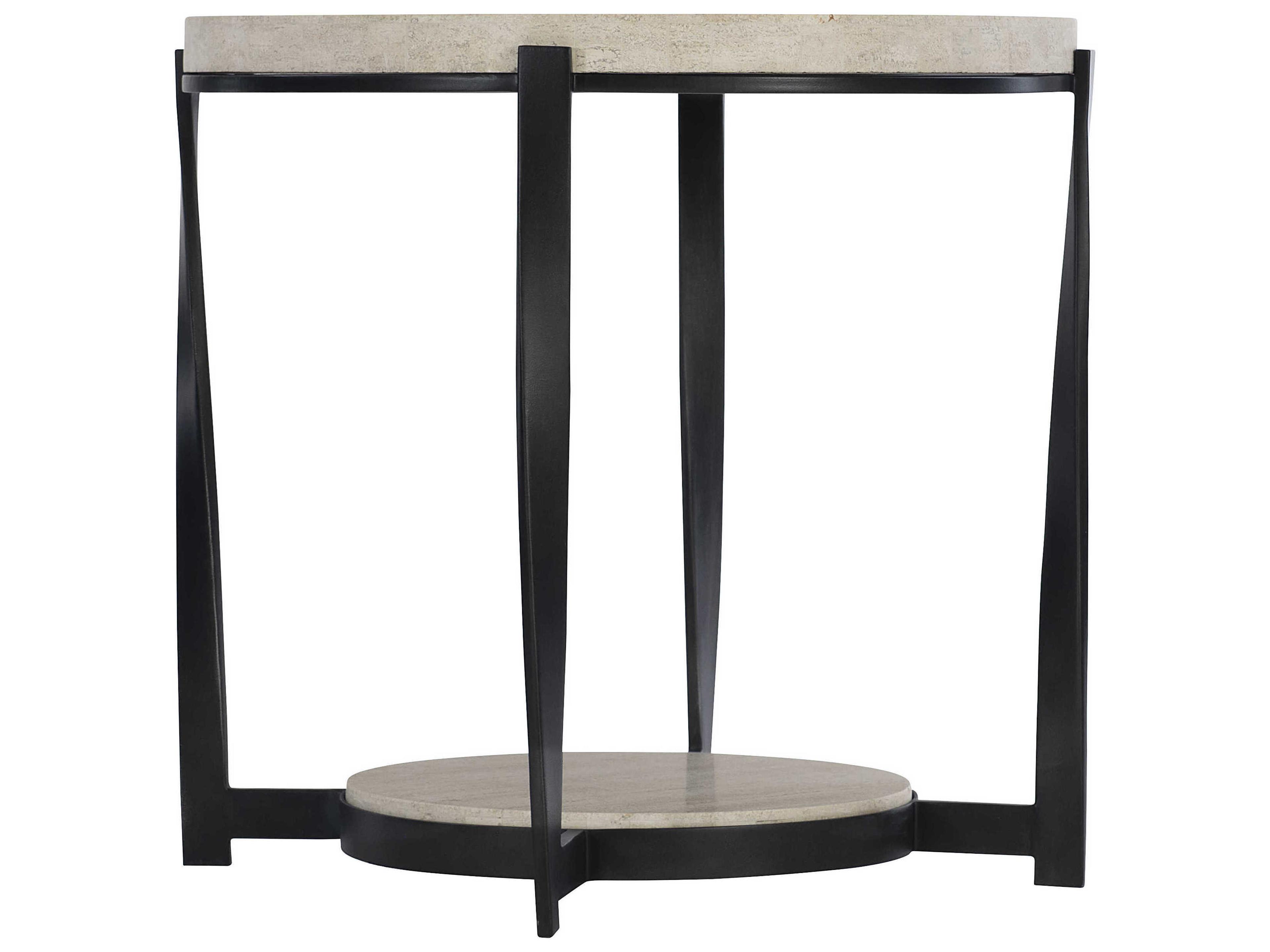 Bernhardt Berkshire Round Stone Aged Pewter End Table