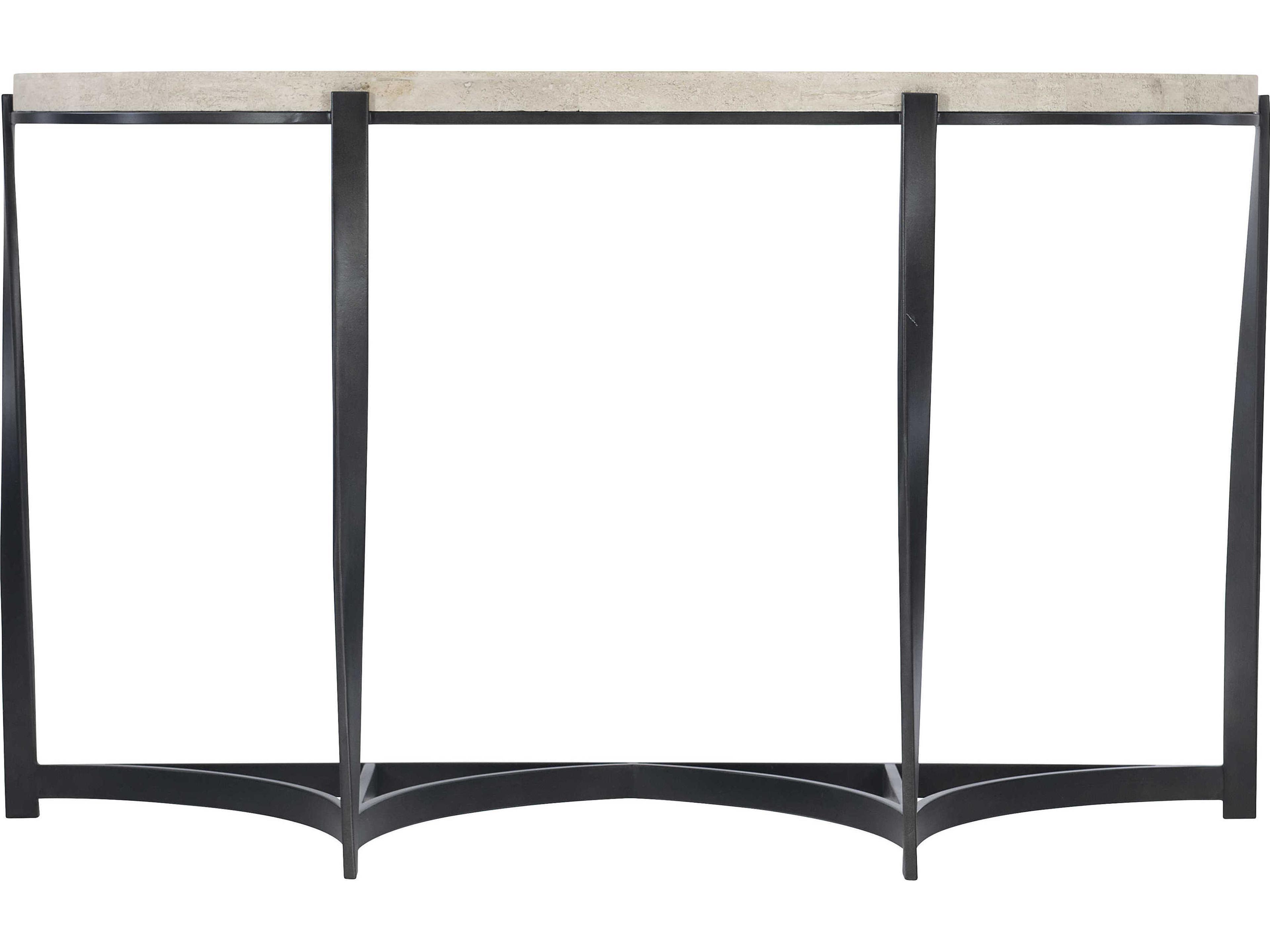 Bernhardt Berkshire Demilune Stone Aged Pewter Console Table