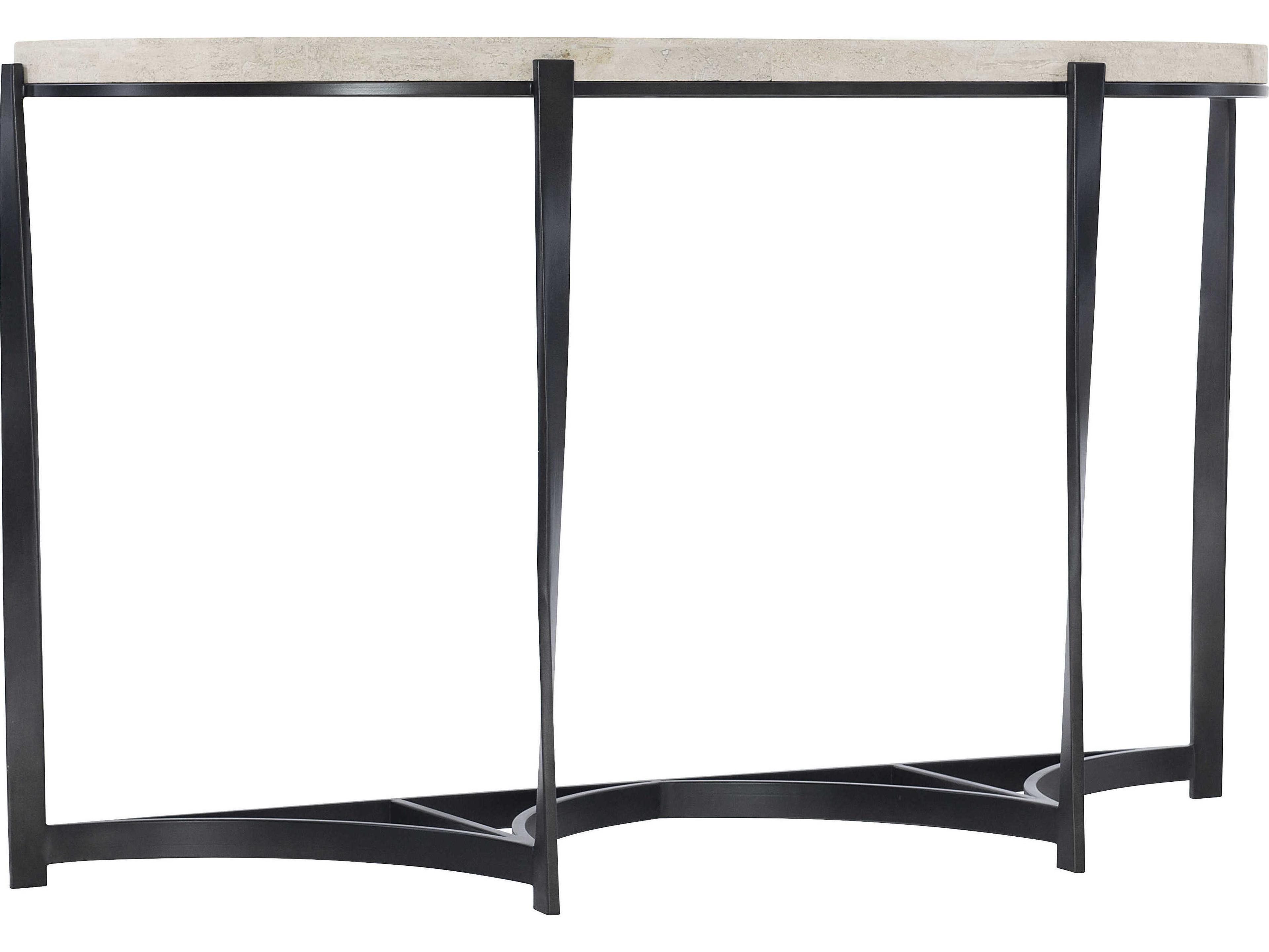 Bernhardt Berkshire Demilune Stone Aged Pewter Console Table