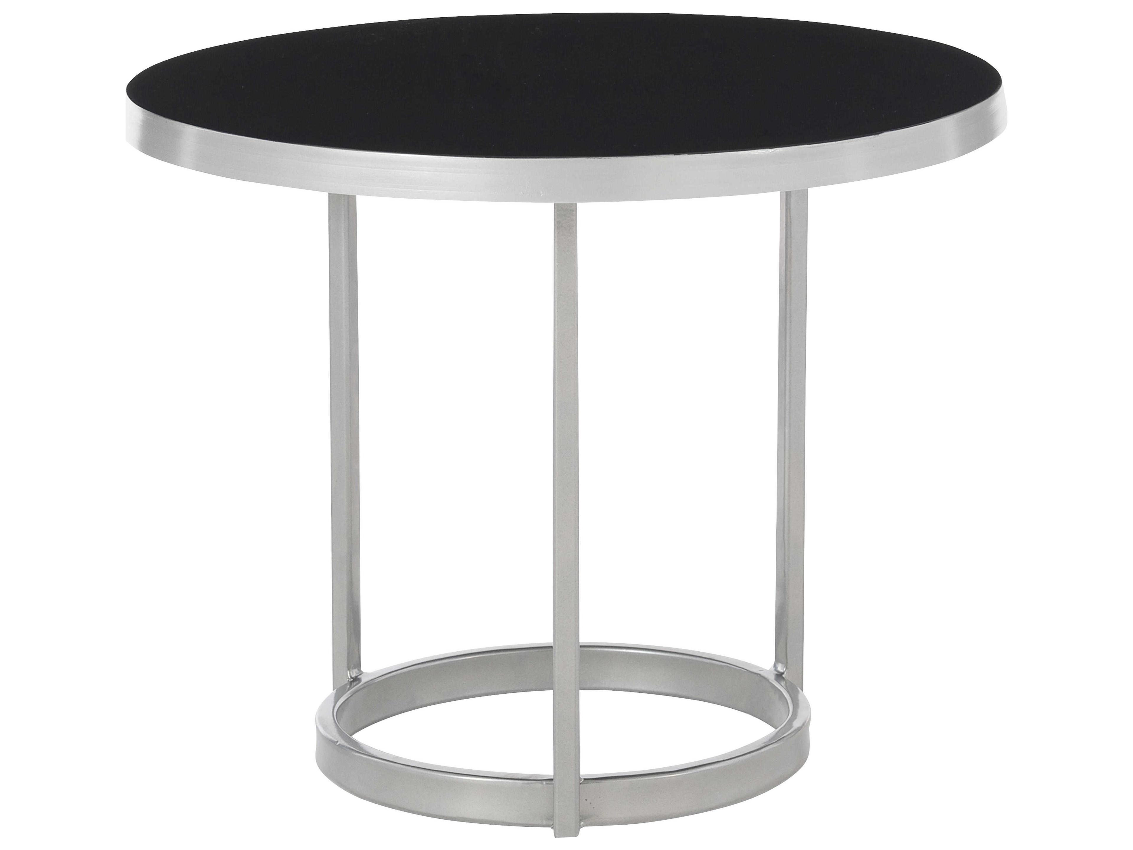 Bonfield Round Cocktail Table in Black Enamel and Nickel
