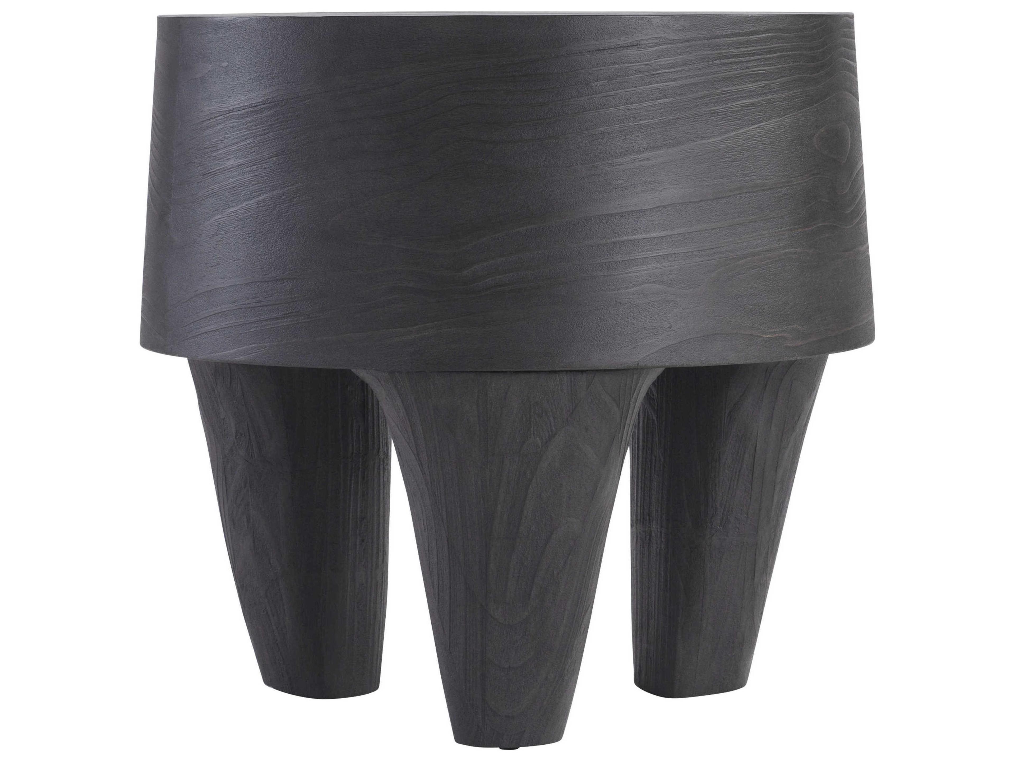 Bernhardt Katana Round Wood Blackened Pine End Table