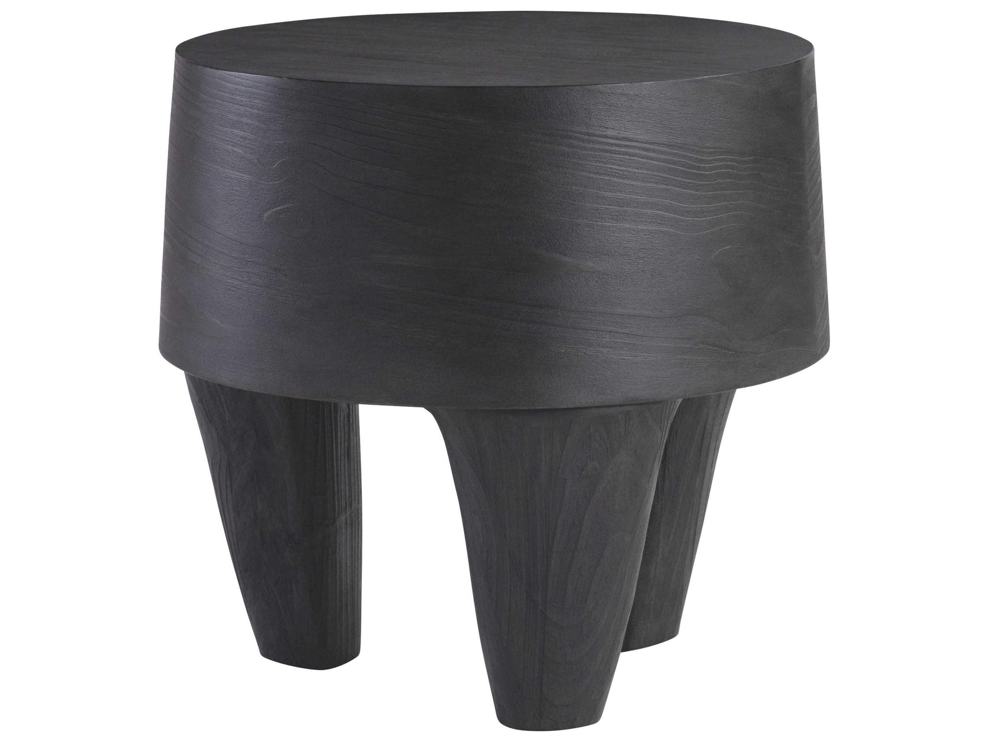 Bernhardt Katana Round Wood Blackened Pine End Table