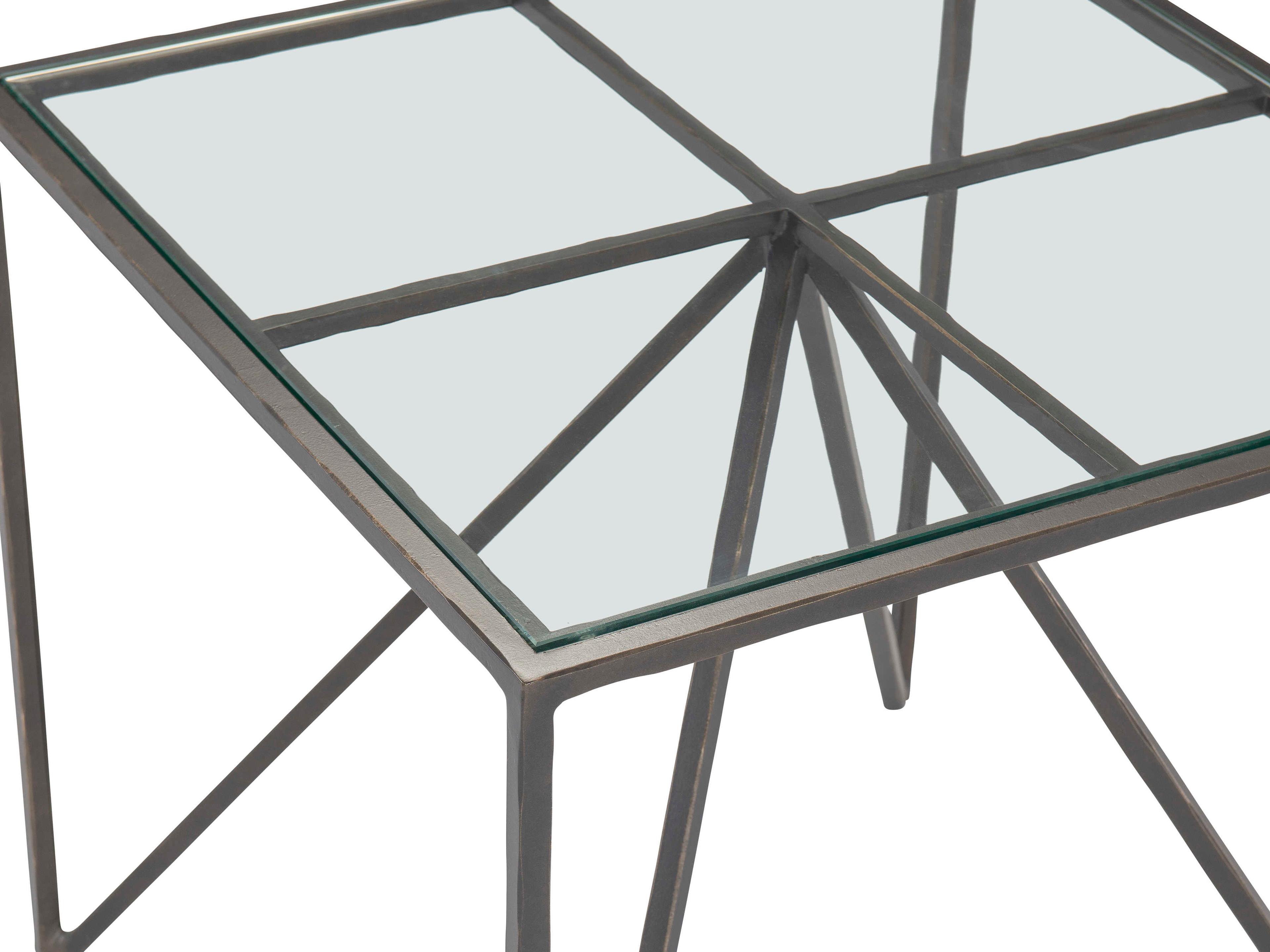 Bernhardt Living Fulton Square Glass New Aged Bronze End Table