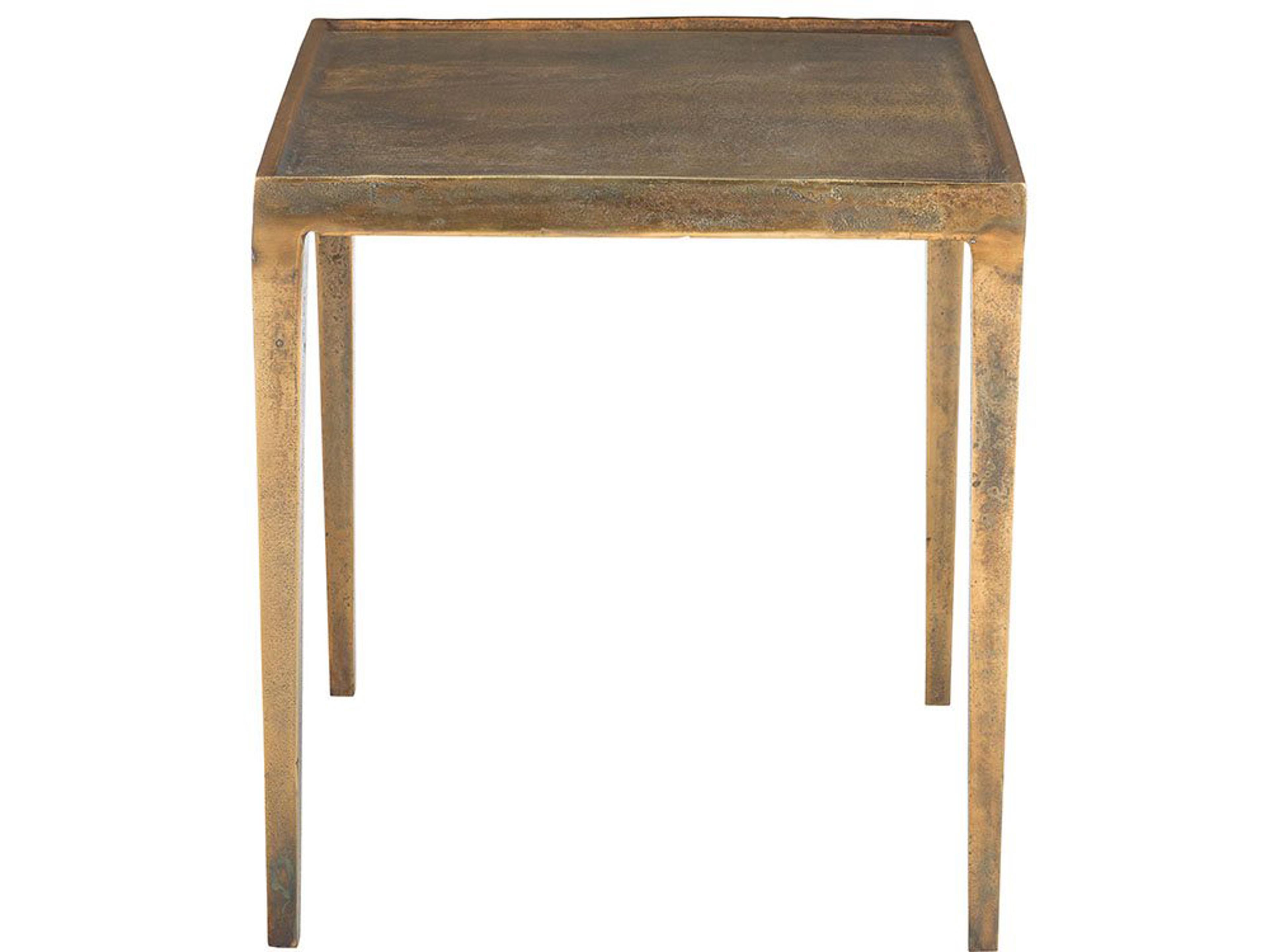 Bernhardt Benson Rectangular Metal Vintage Brass End Table