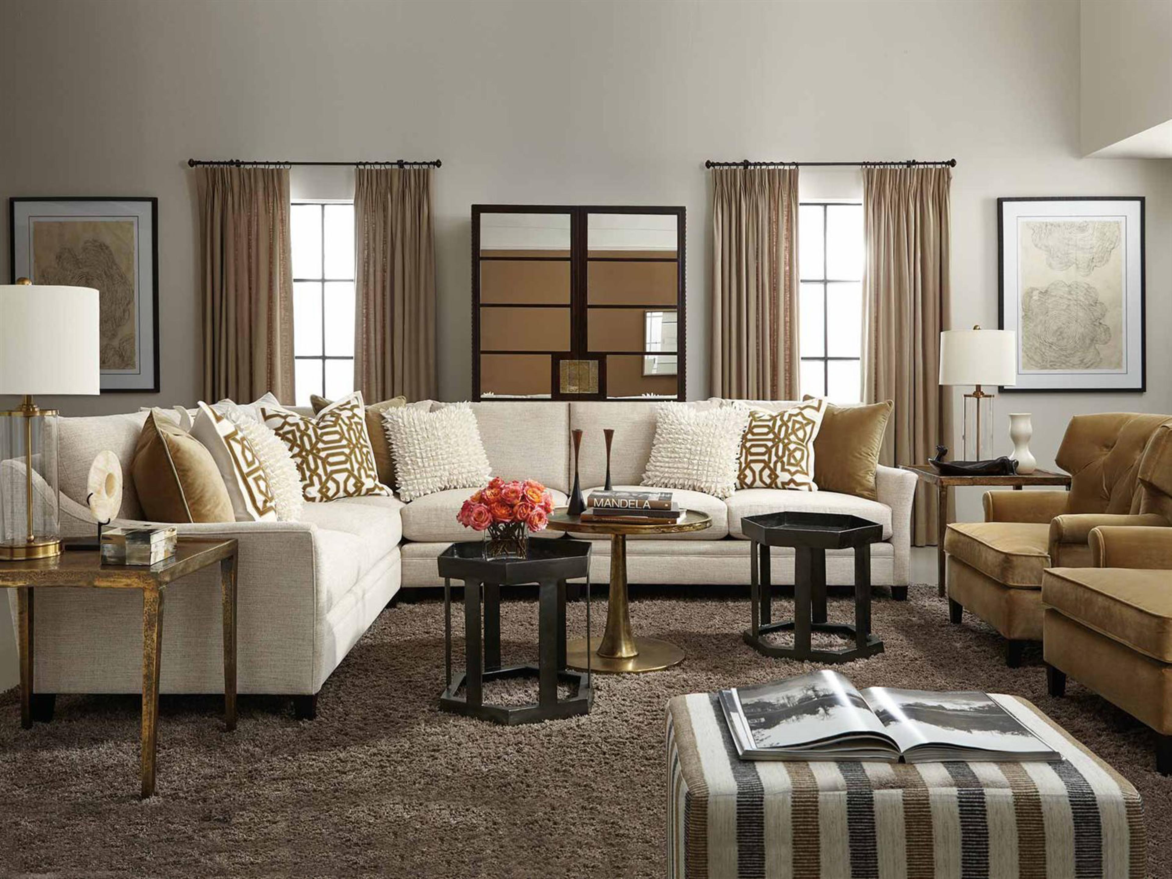 Bernhardt Benson Round Metal Vintage Brass Chairside Table