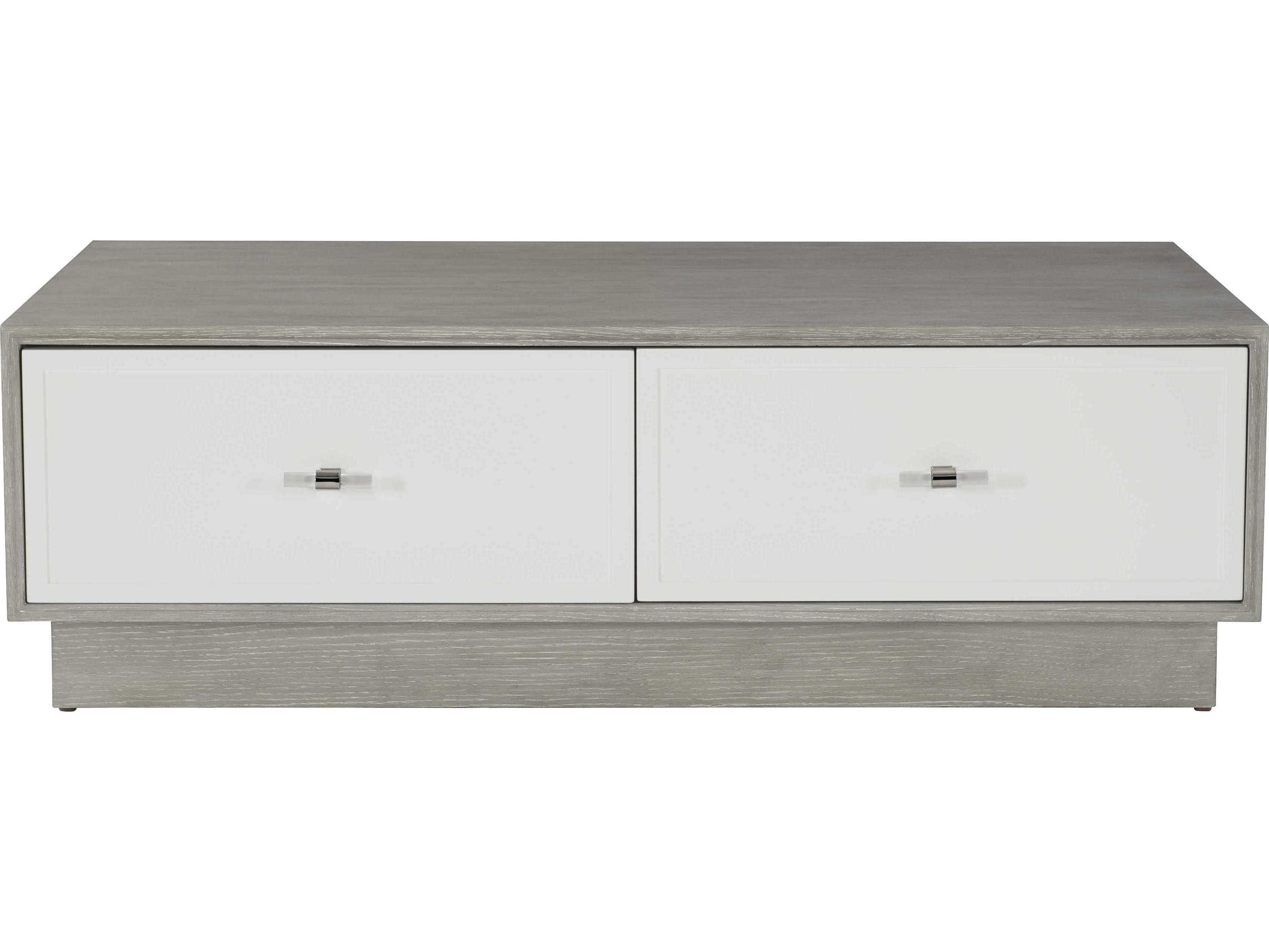 Bernhardt Avenue Rectangular Wood Gray Truffle Lacquered White Cocktail Table