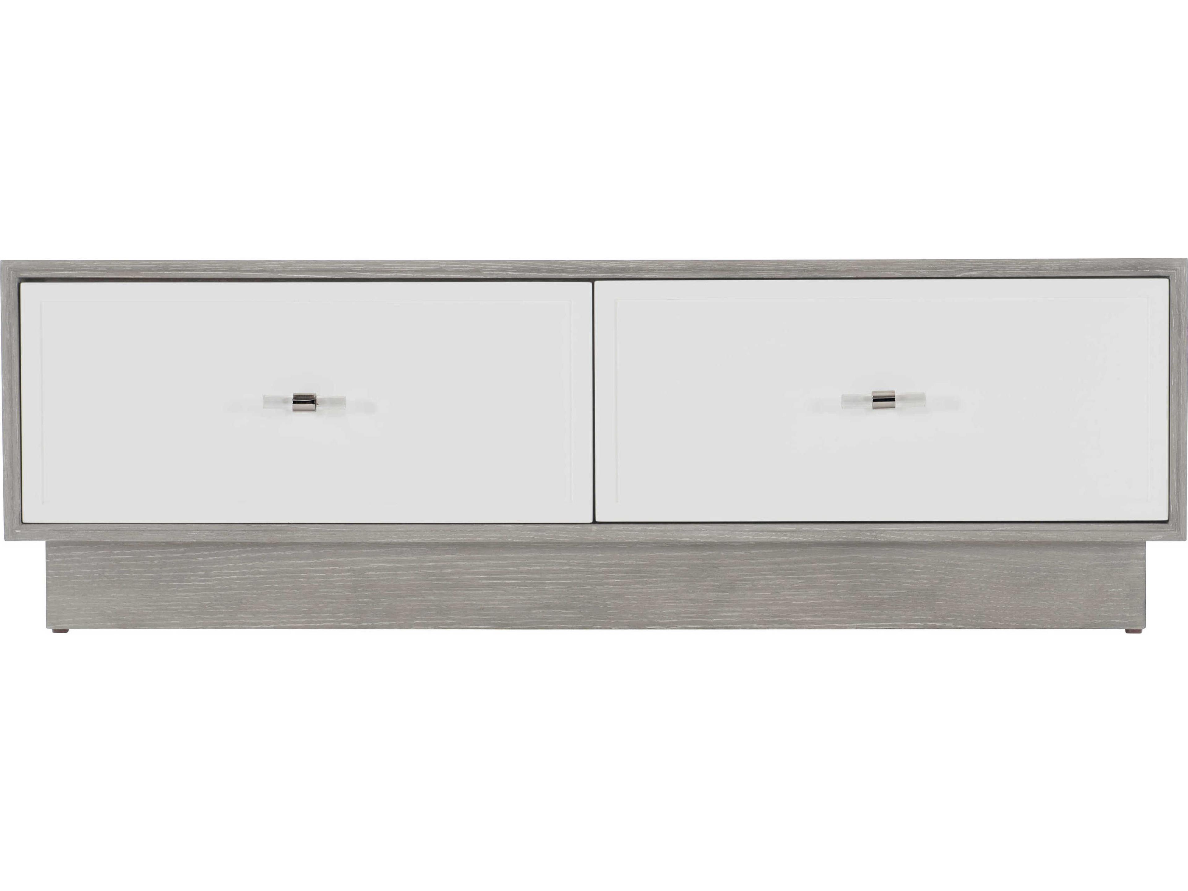 Bernhardt Avenue Rectangular Wood Gray Truffle Lacquered White Cocktail Table