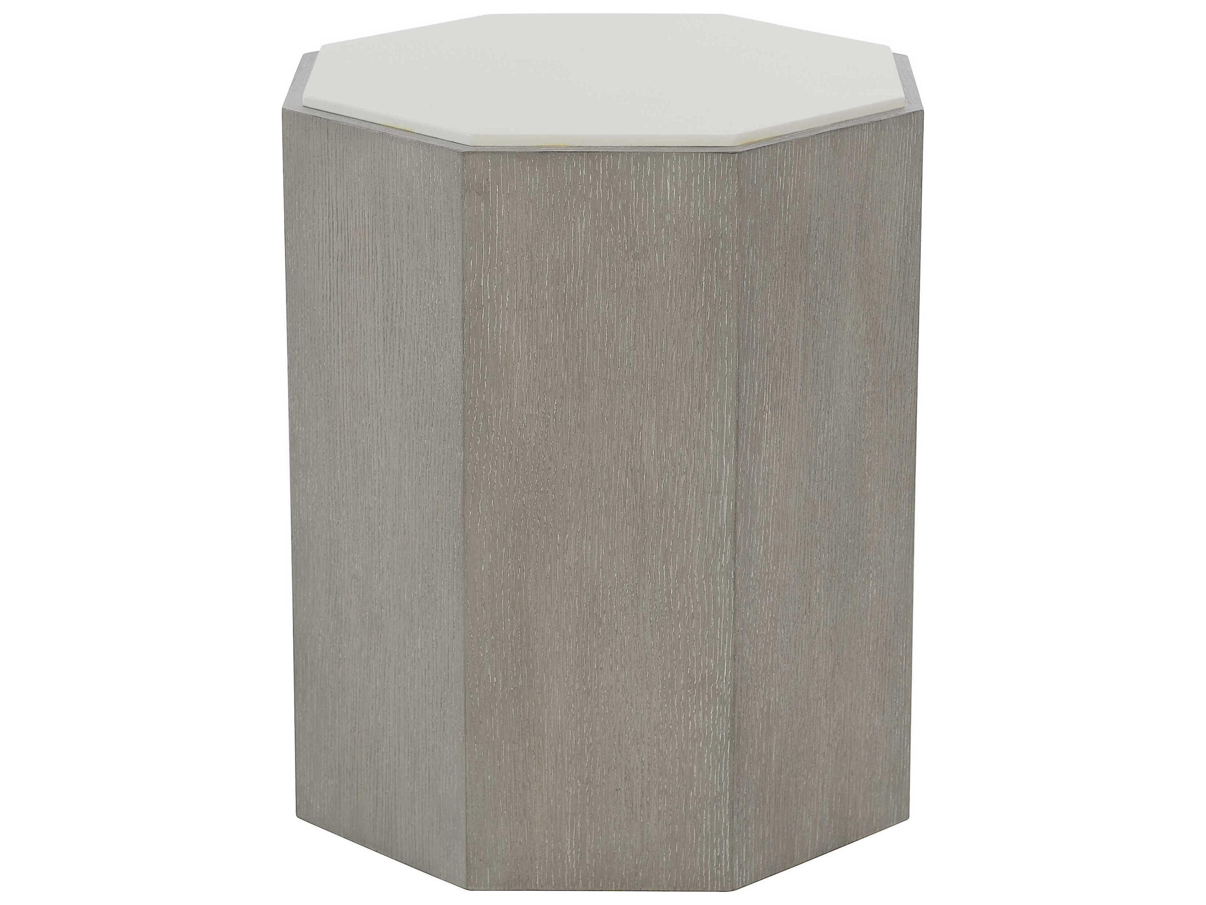 Avenue Octagon Wood Gray Truffle Lacquered White Accent Table
