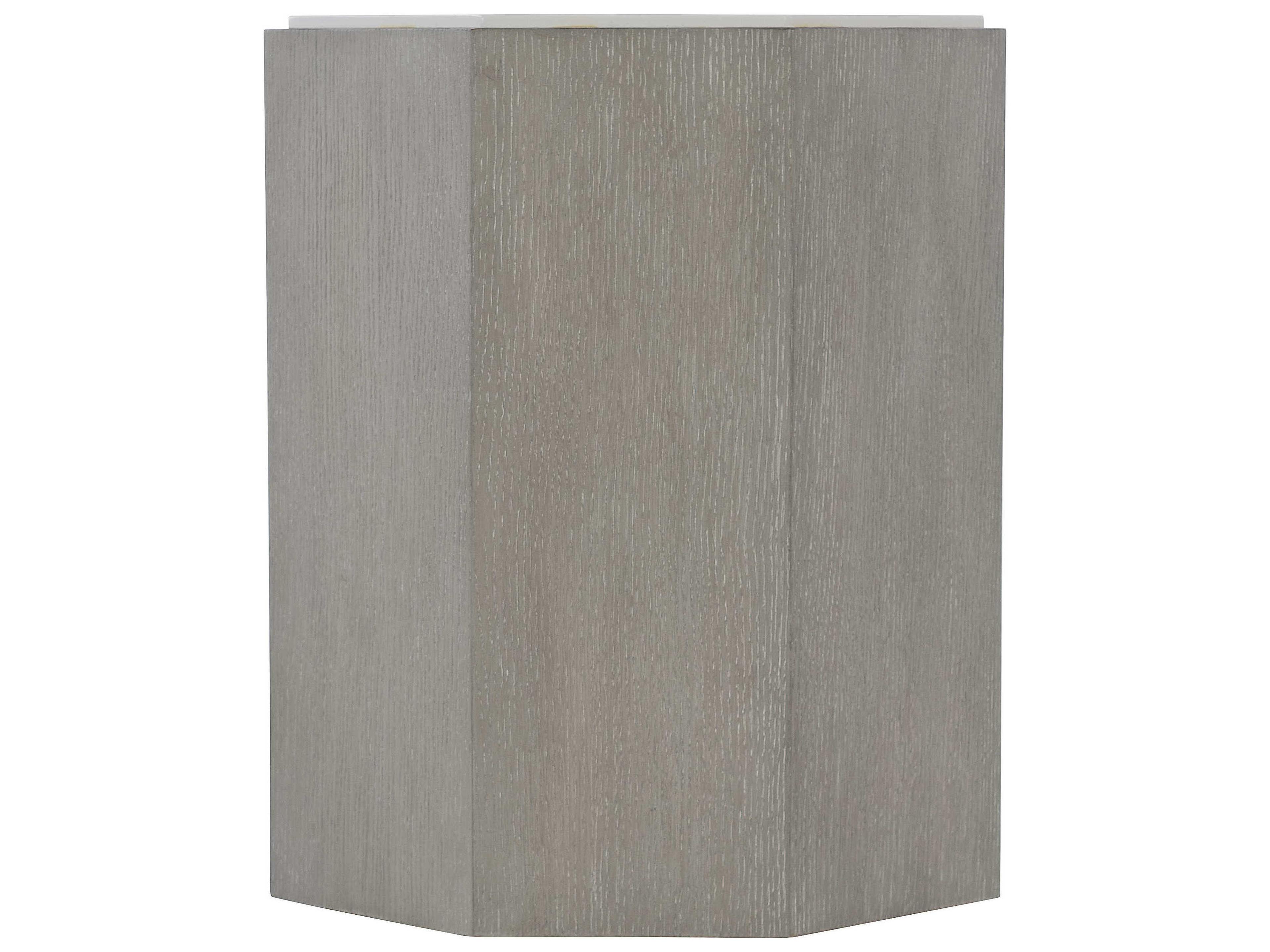 Bernhardt Avenue Octagon Wood Gray Truffle Lacquered White Accent Table