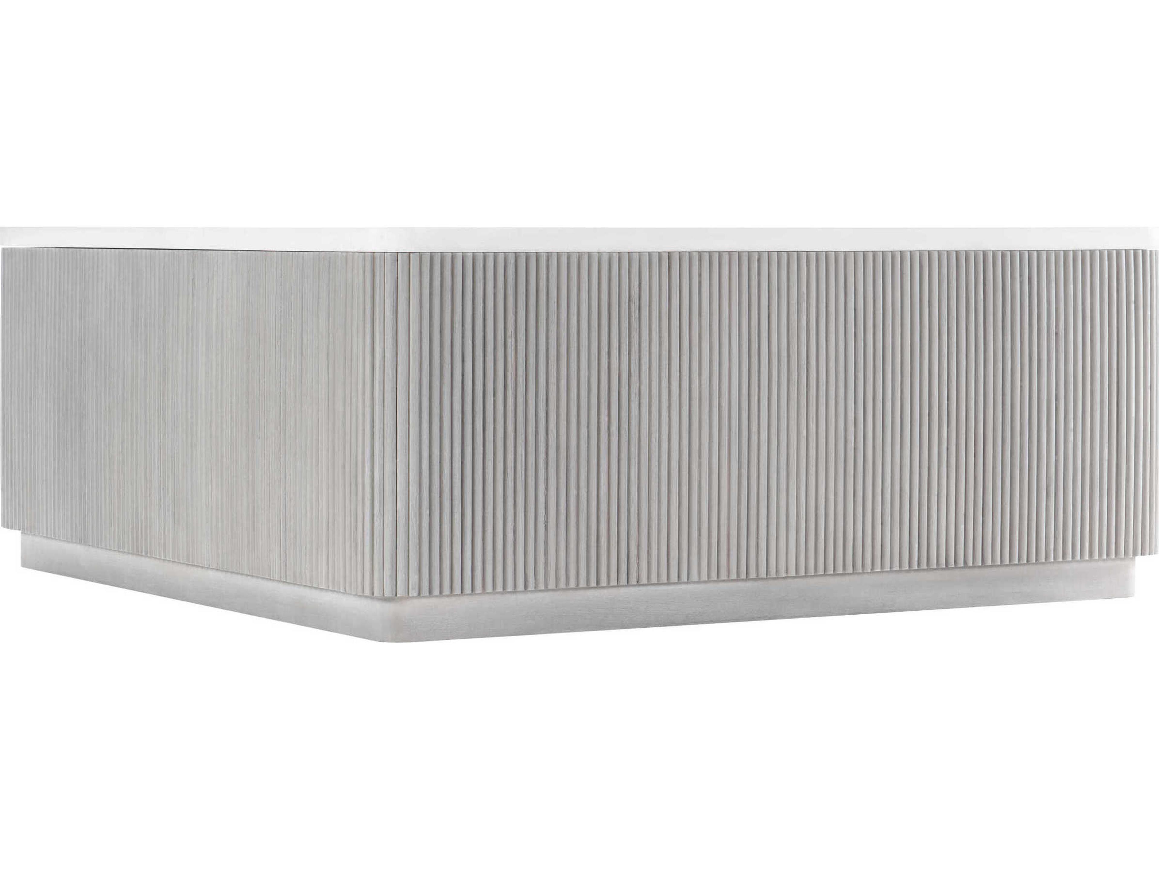 Colonnade Cocktail Table Faux Stone Top Reeded Wood Base