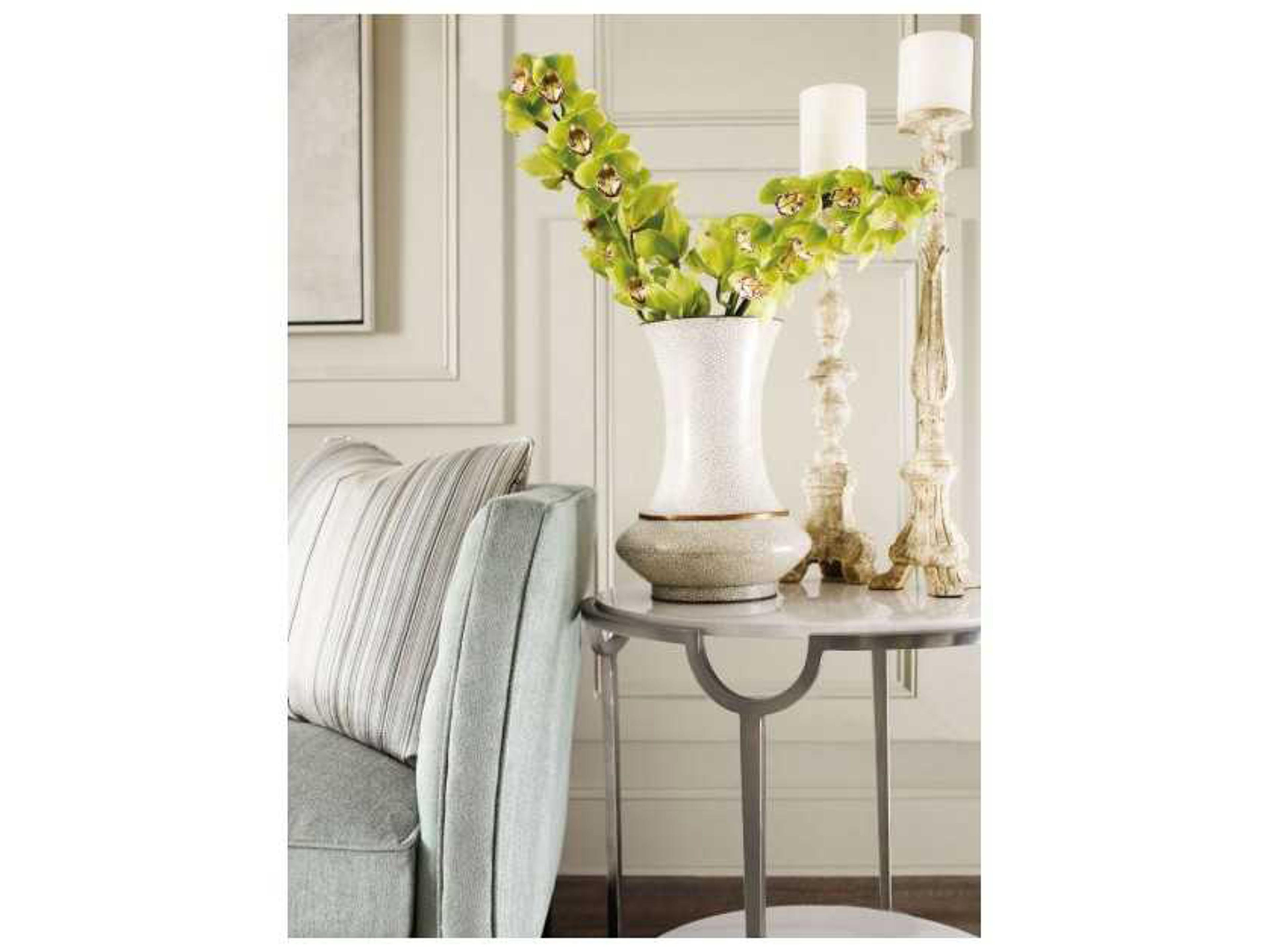 Bernhardt Morello Oval Faux Carrar Marble With Oxidized Nickel End Table