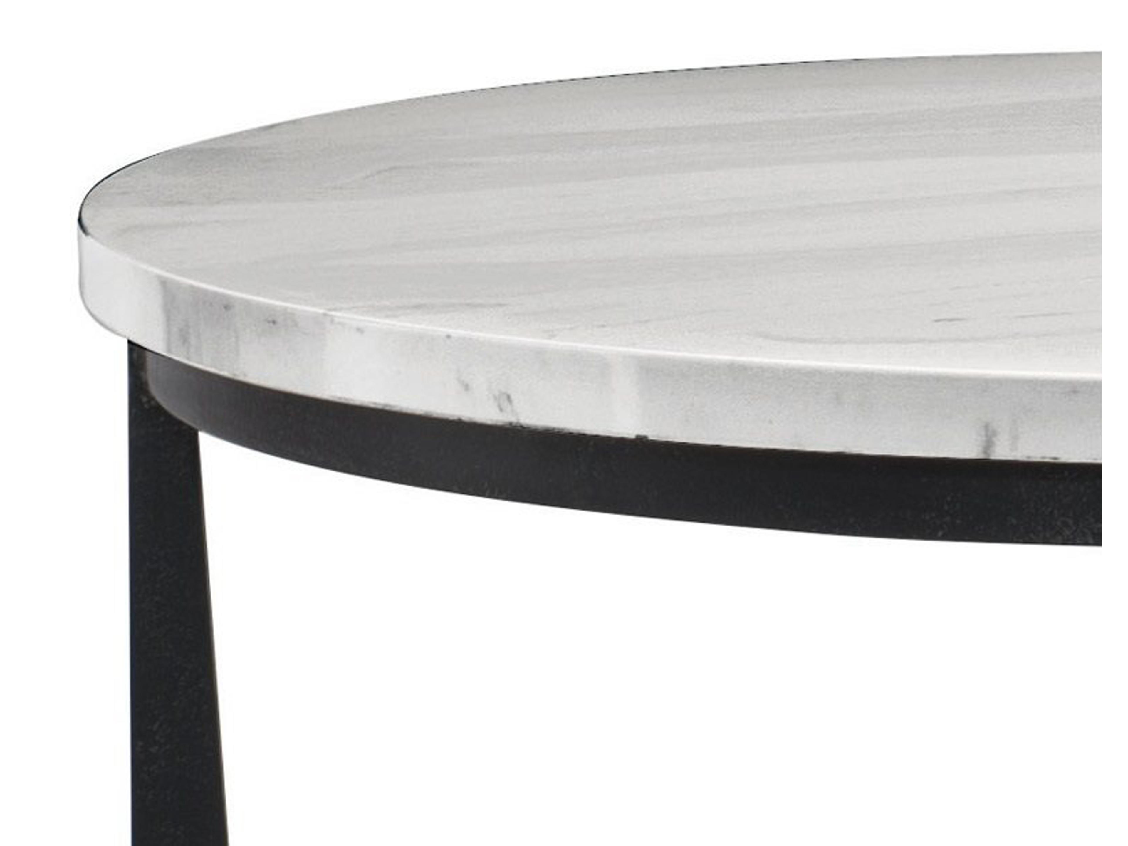 Bernhardt Avondale Round Faux Marble Blackened End Table