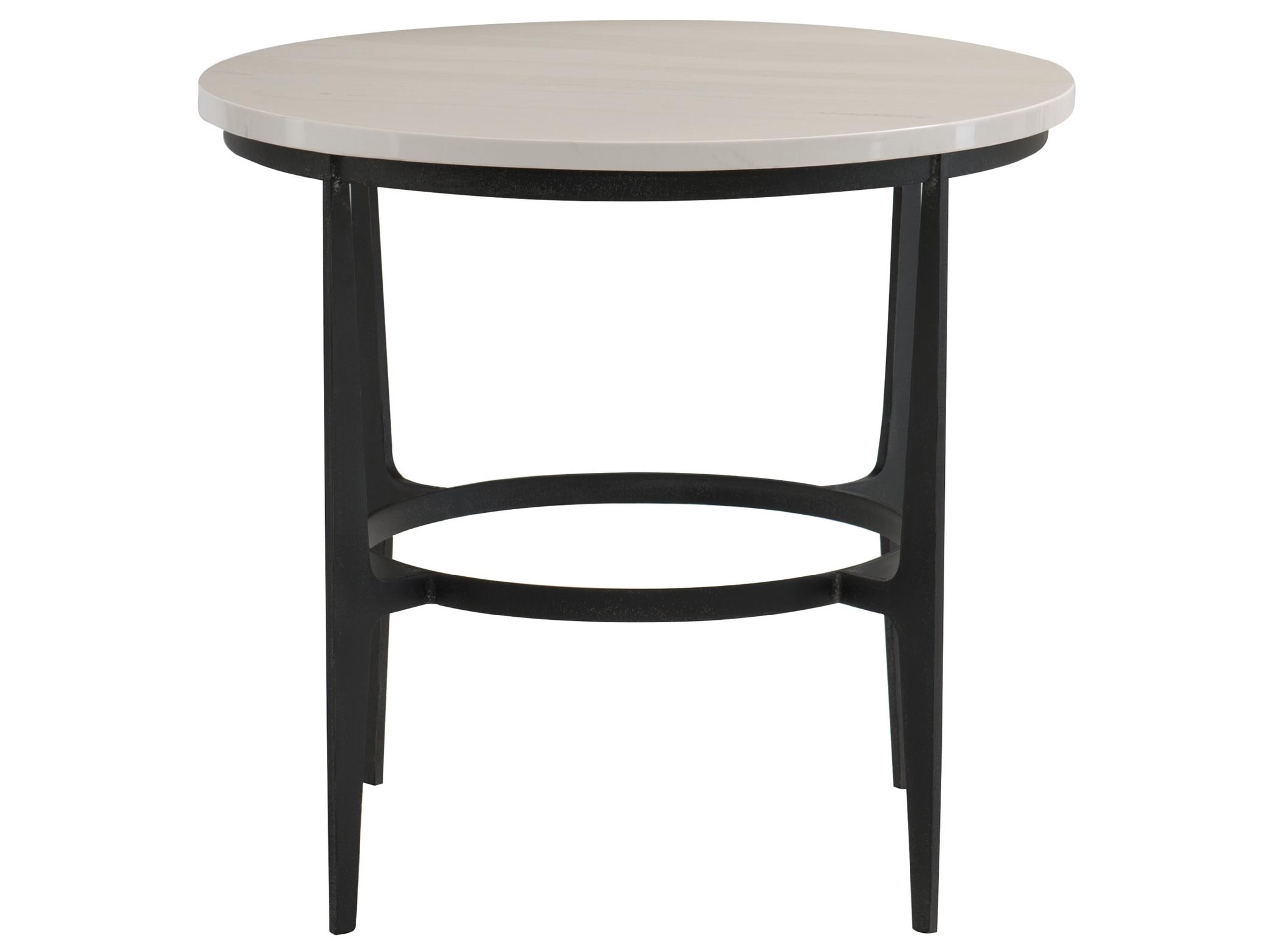 Bernhardt Avondale Round Faux Marble Blackened End Table