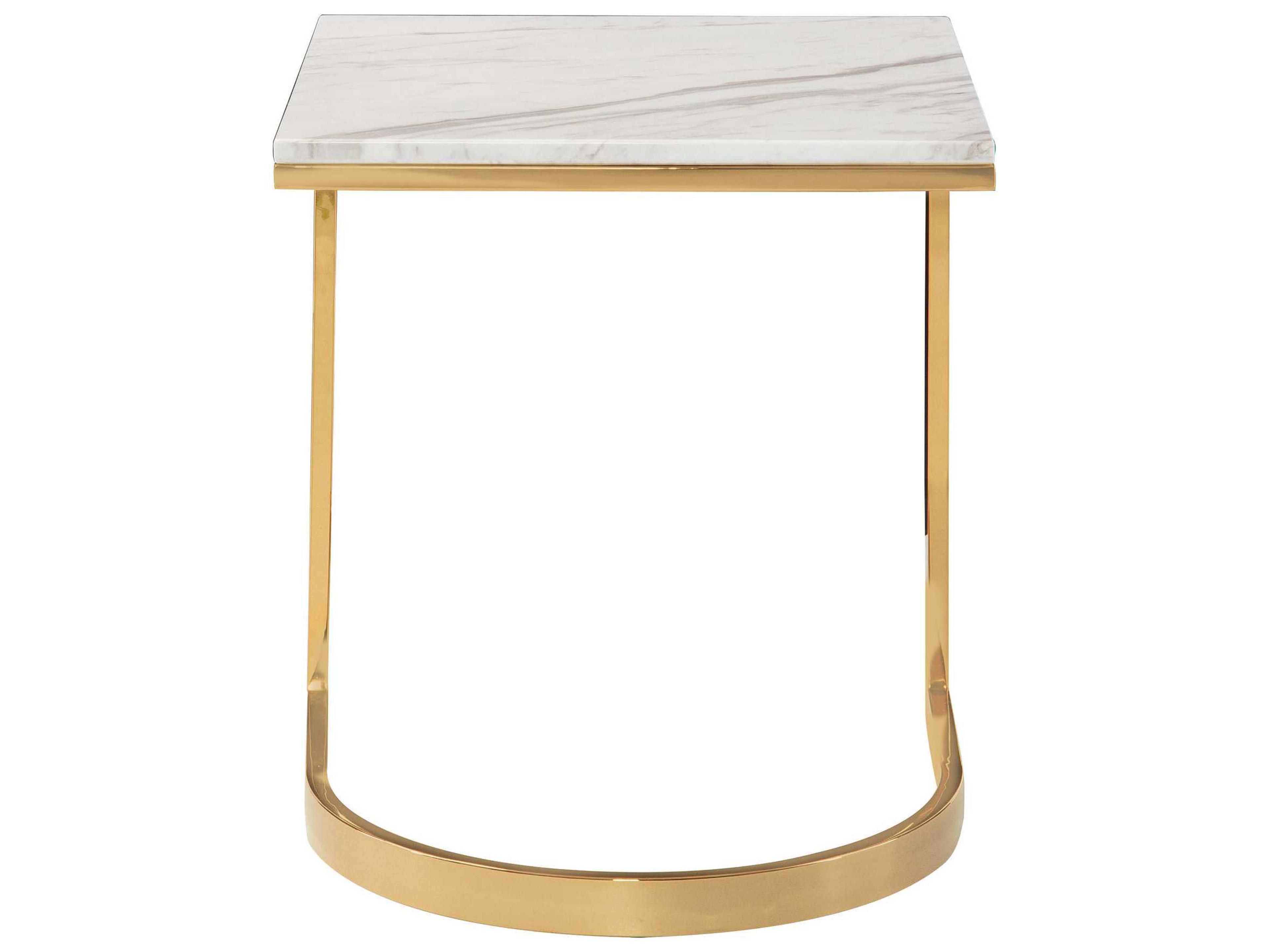 Bernhardt Blanchard Square Polished Brass With Jazz White Marble End Table