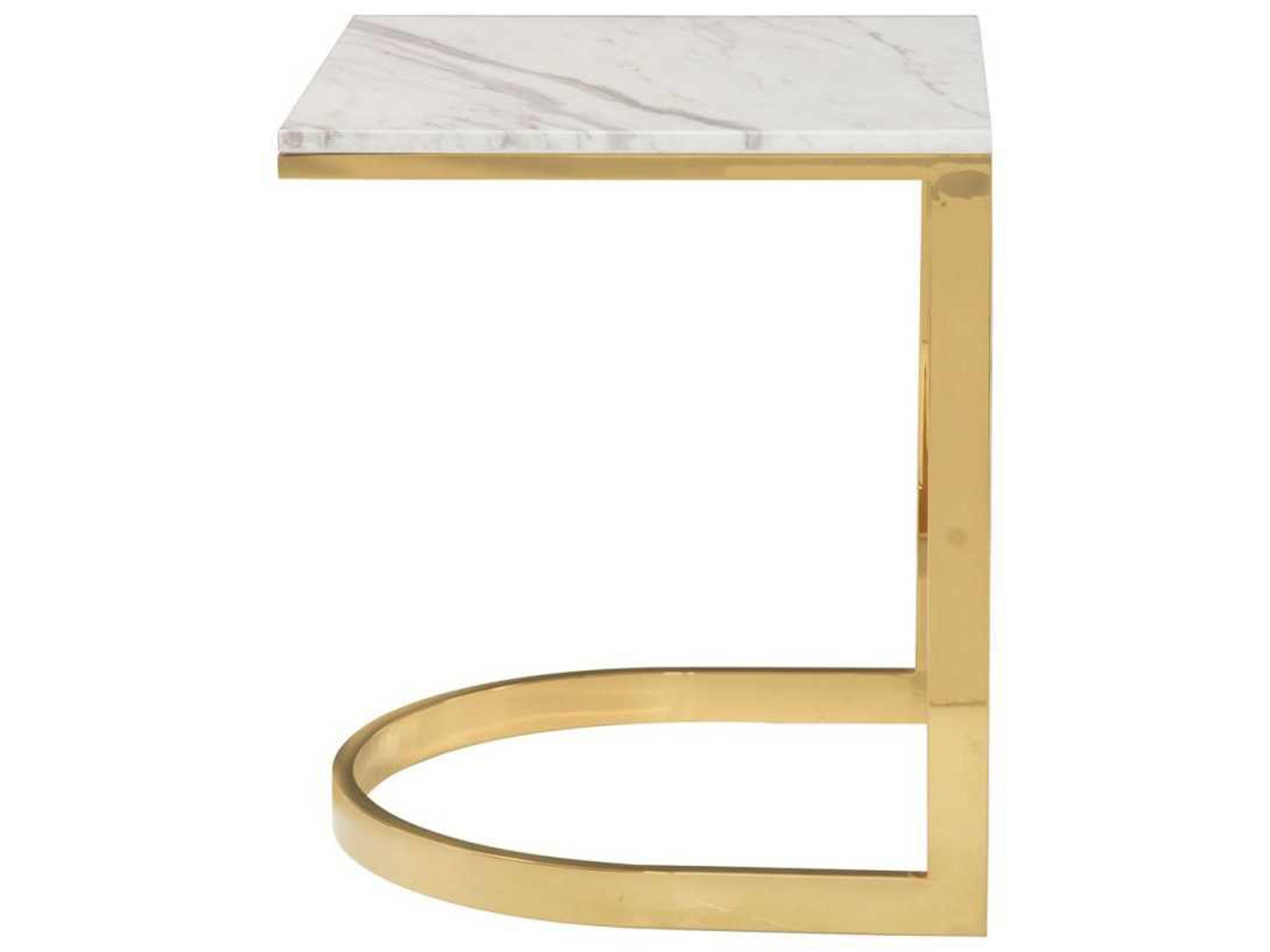 Blanchard End Table Jazz White Marble Polished Brass