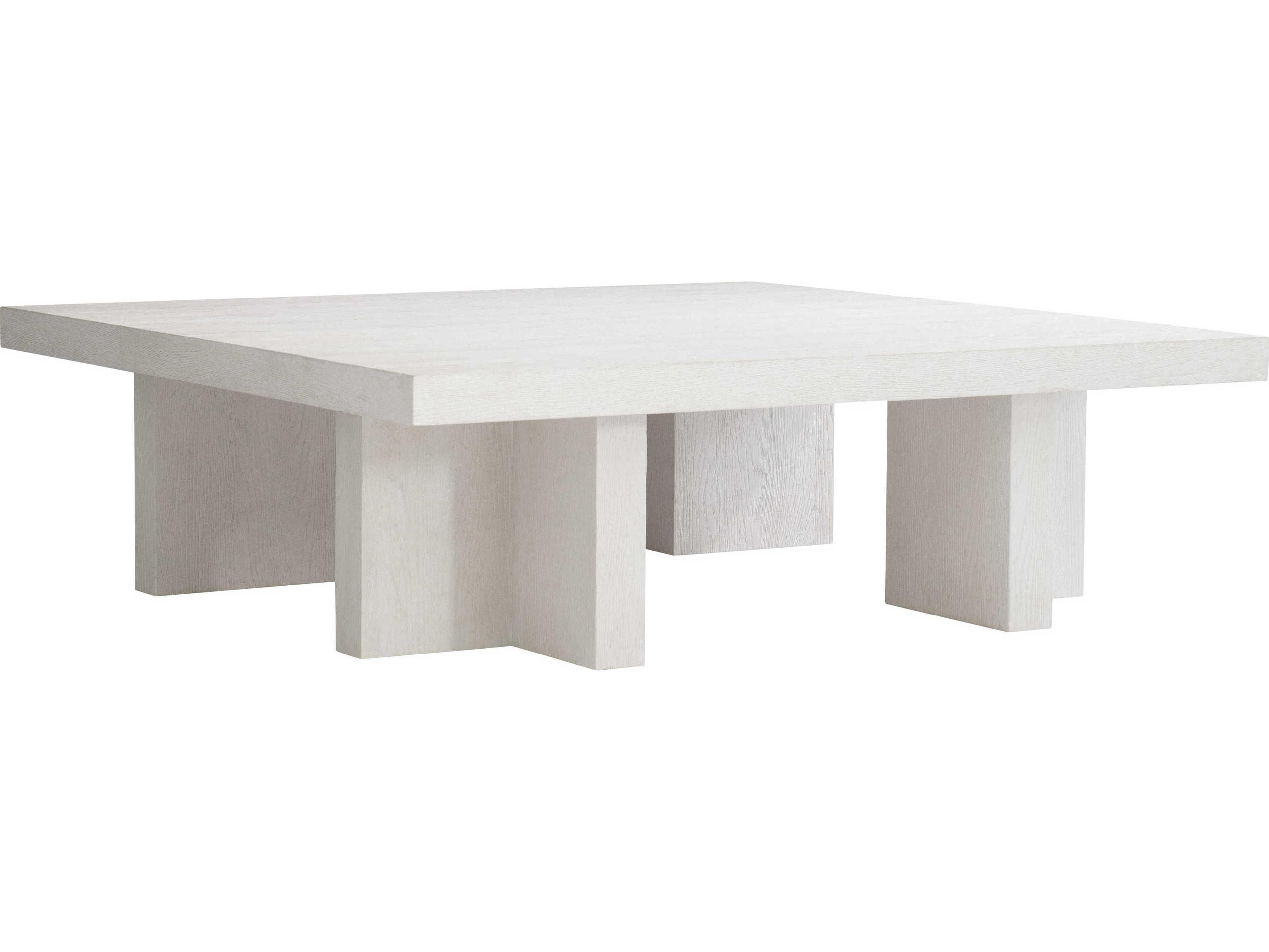 Bernhardt Blythe Square Wood Sandblasted White Cocktail Table