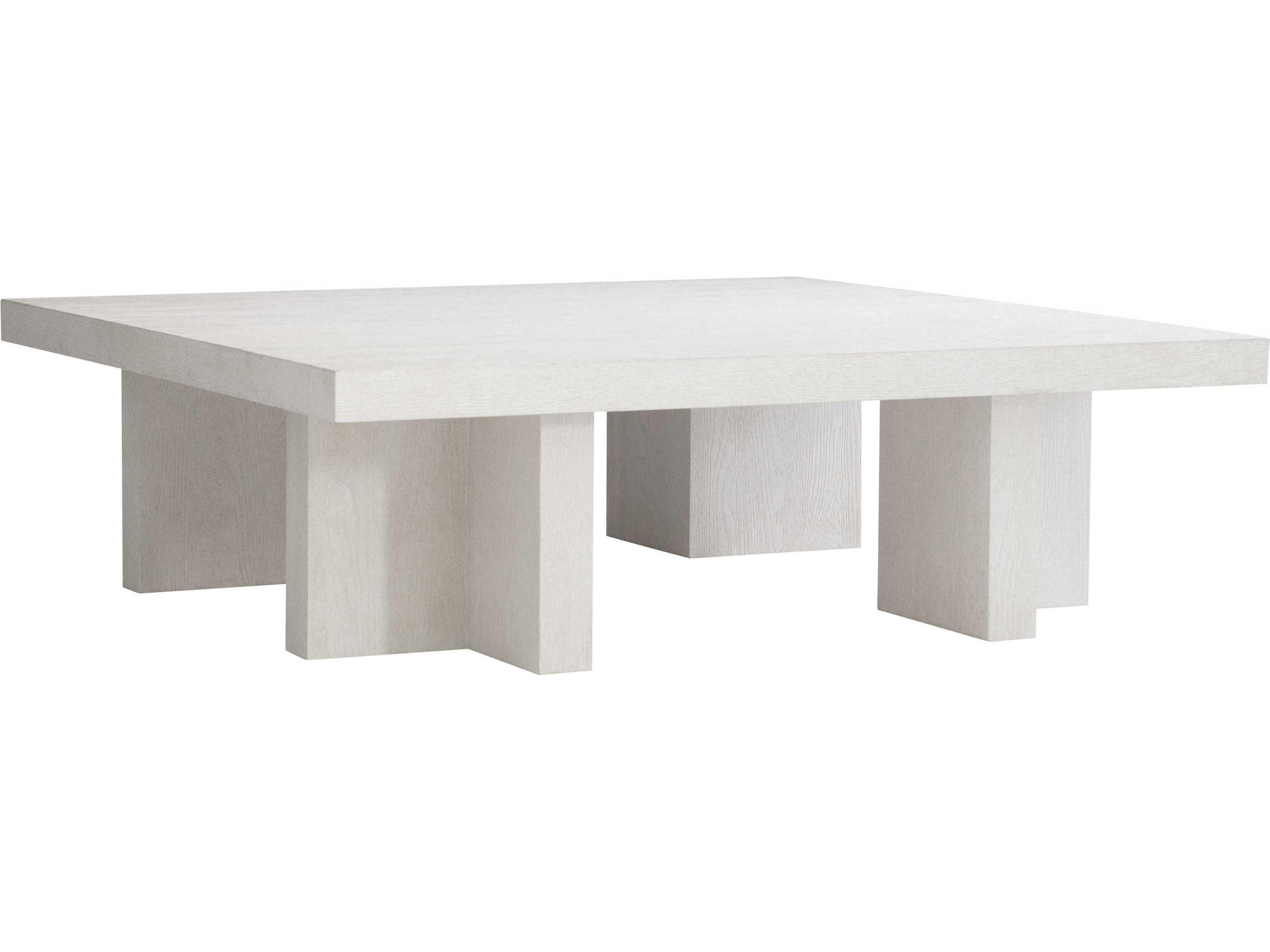 Bernhardt Blythe Square Wood Sandblasted White Cocktail Table