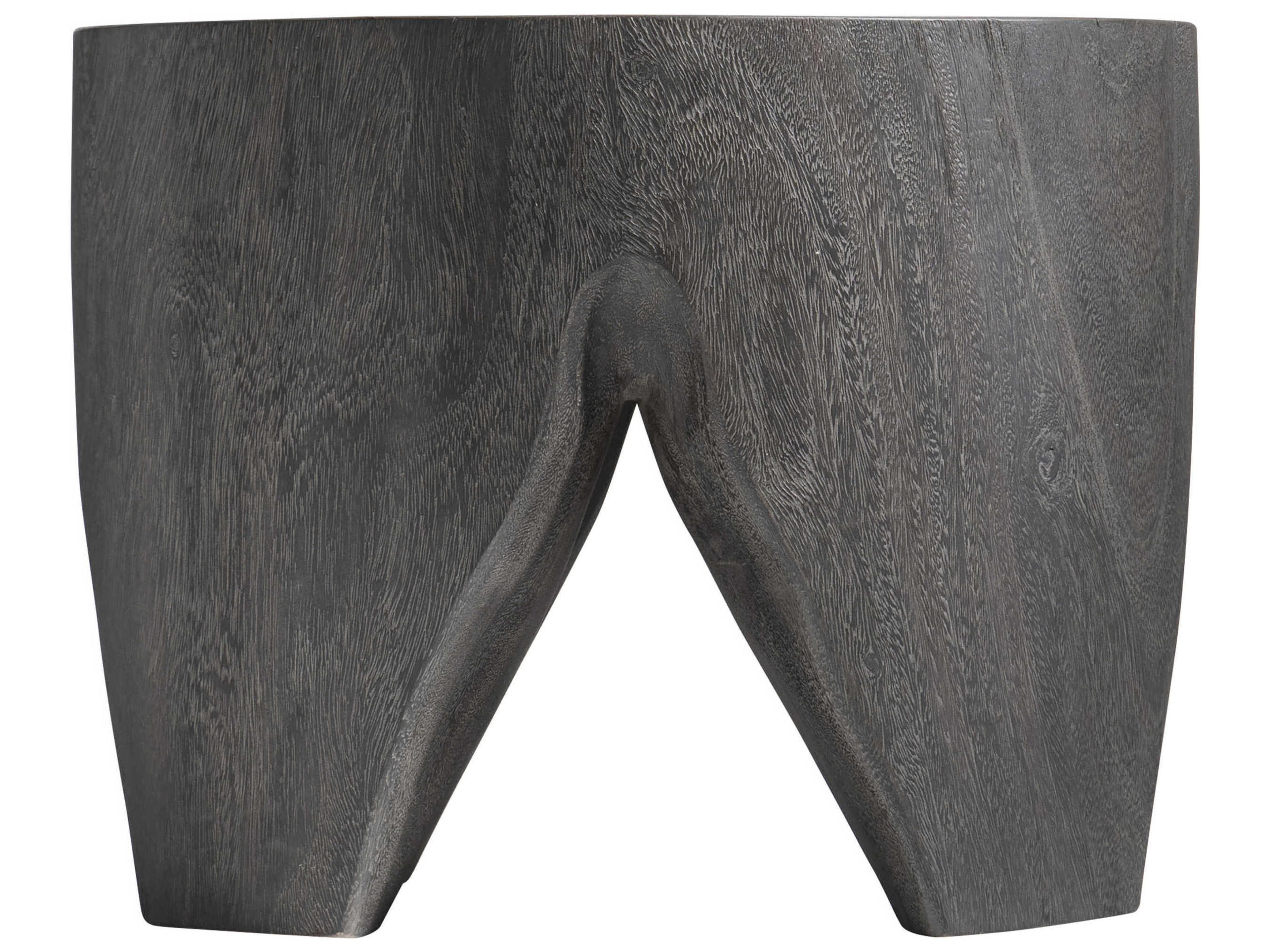 Bernhardt Kateri Round Wood Smoked Truffle Accent Table
