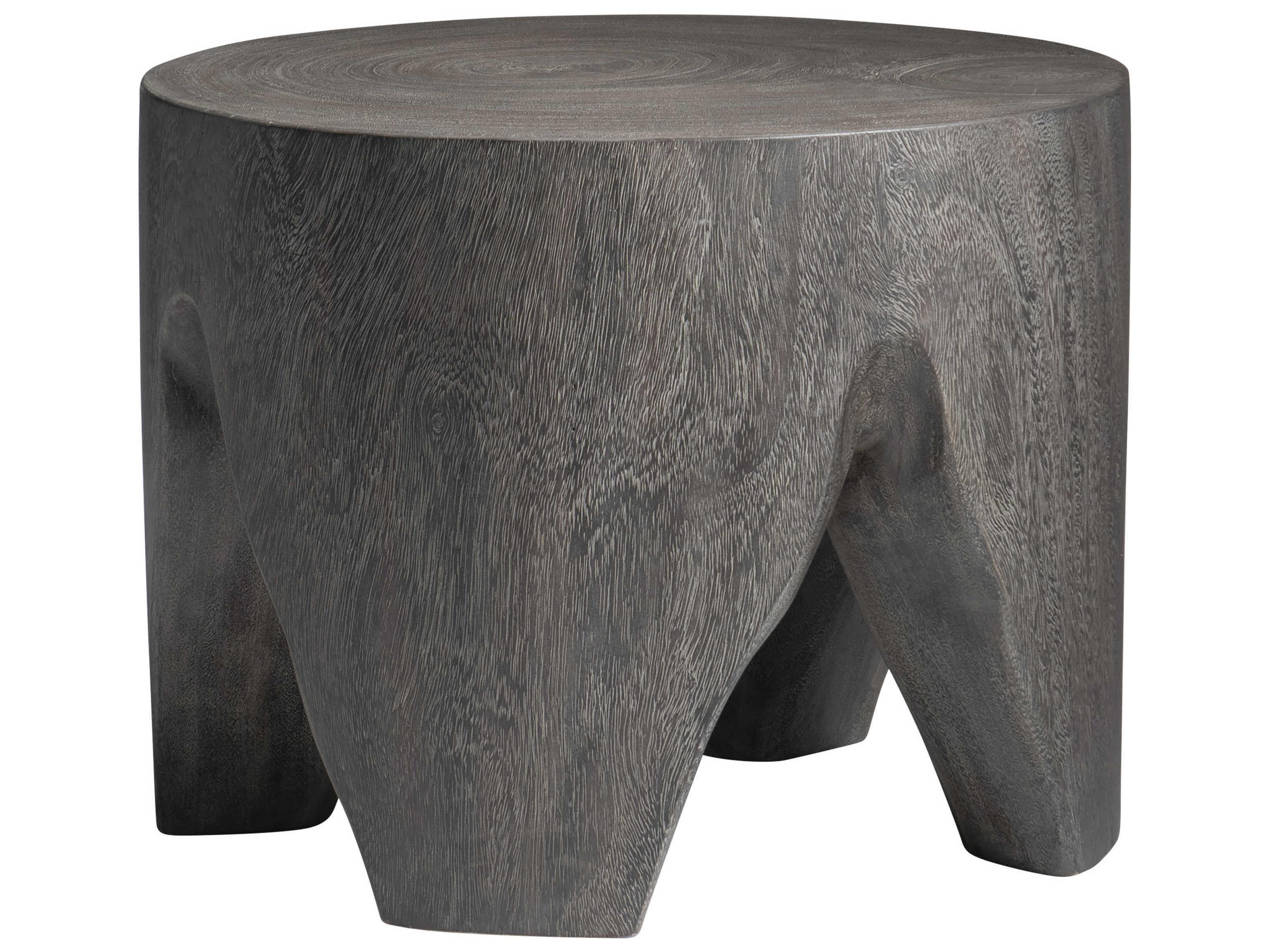 Bernhardt Kateri Round Wood Smoked Truffle Accent Table