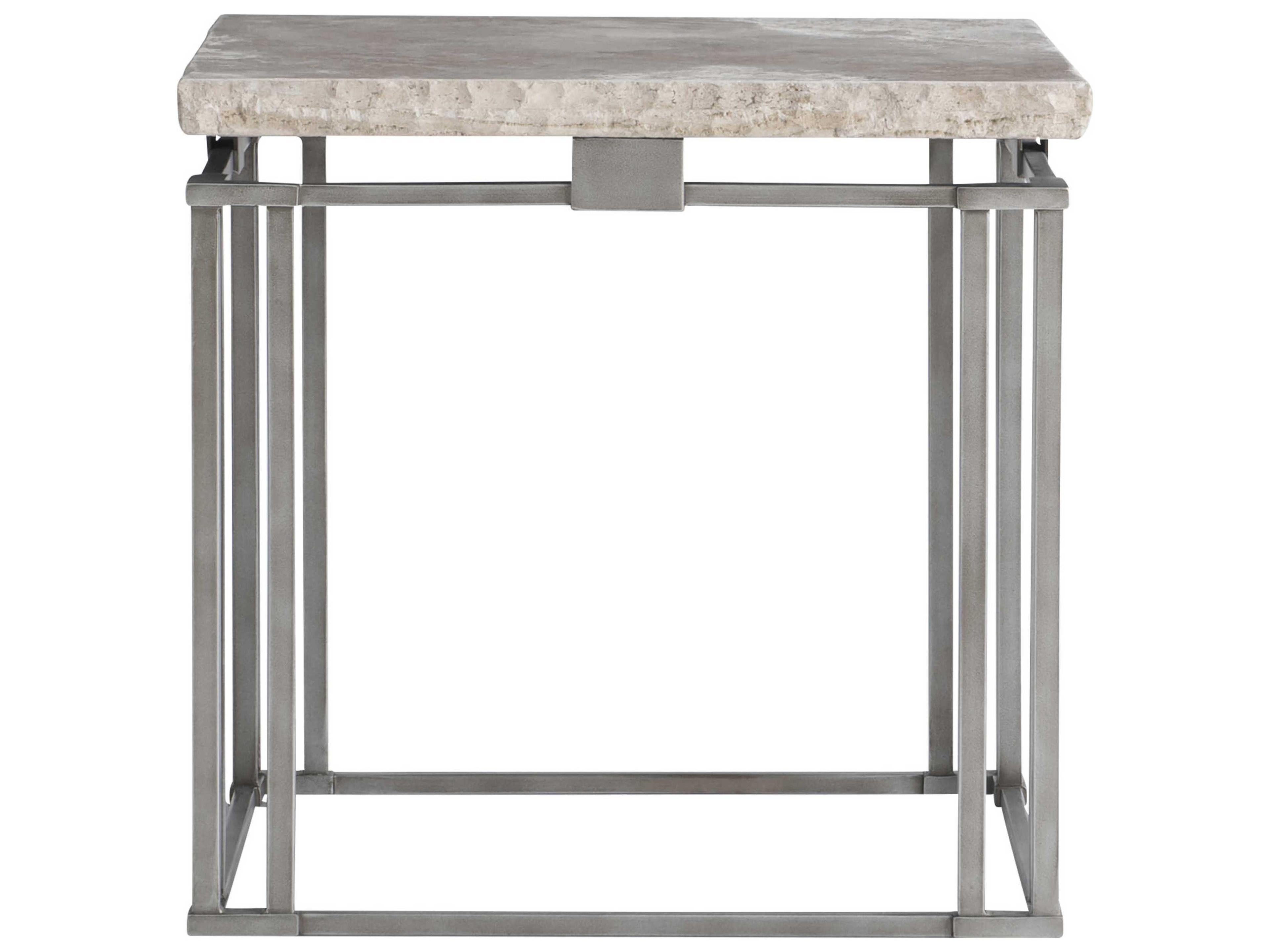 Riverton Square Side Table with Honed Bianco Travertine Top