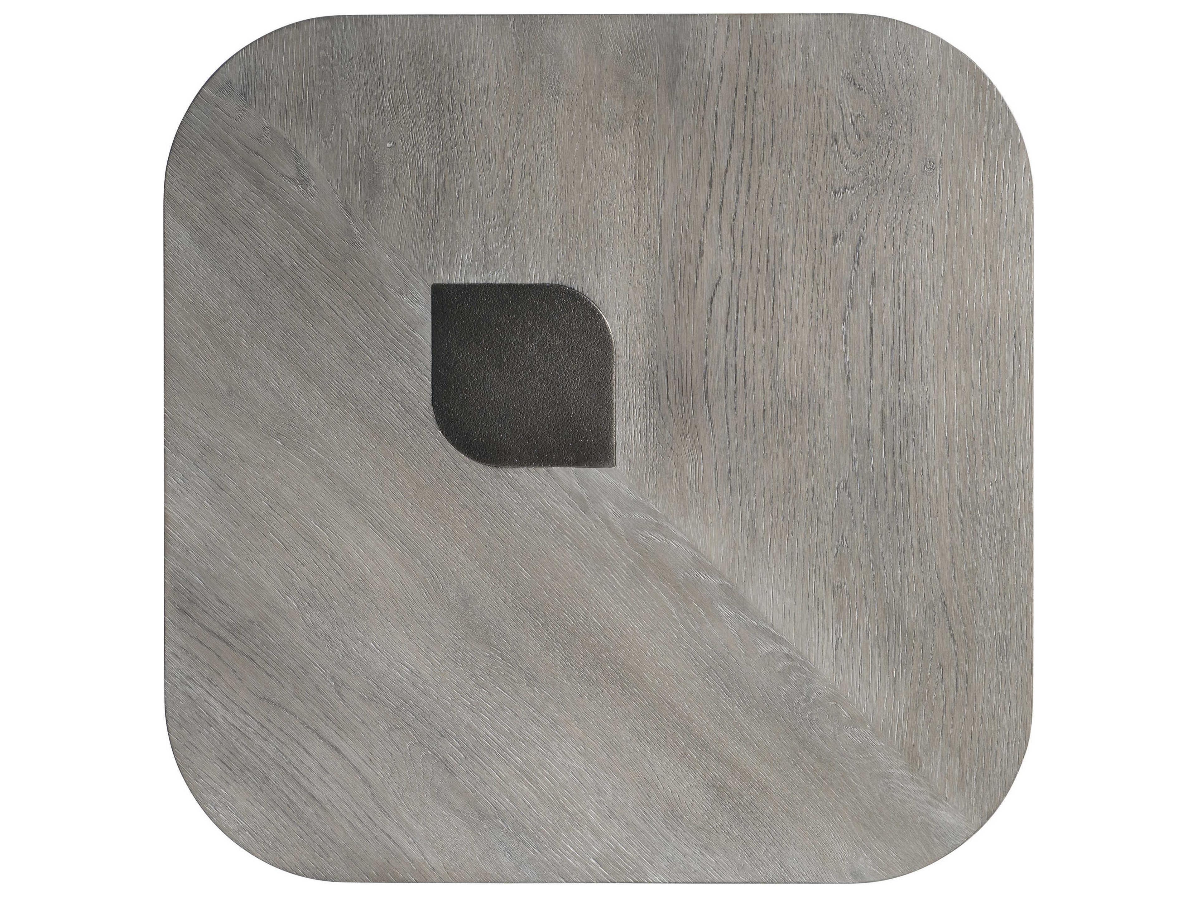 Bernhardt Marcato Square Wood Cerused Greige End Table