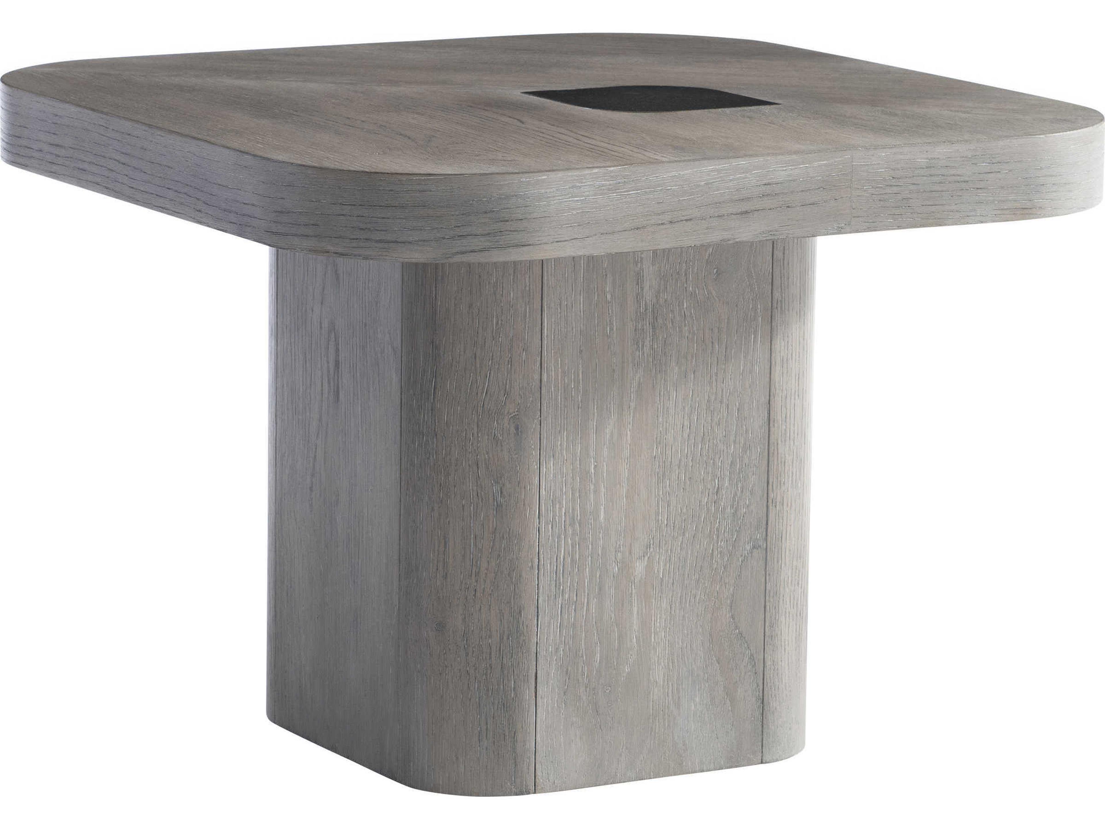 Bernhardt Marcato Square Wood Cerused Greige End Table