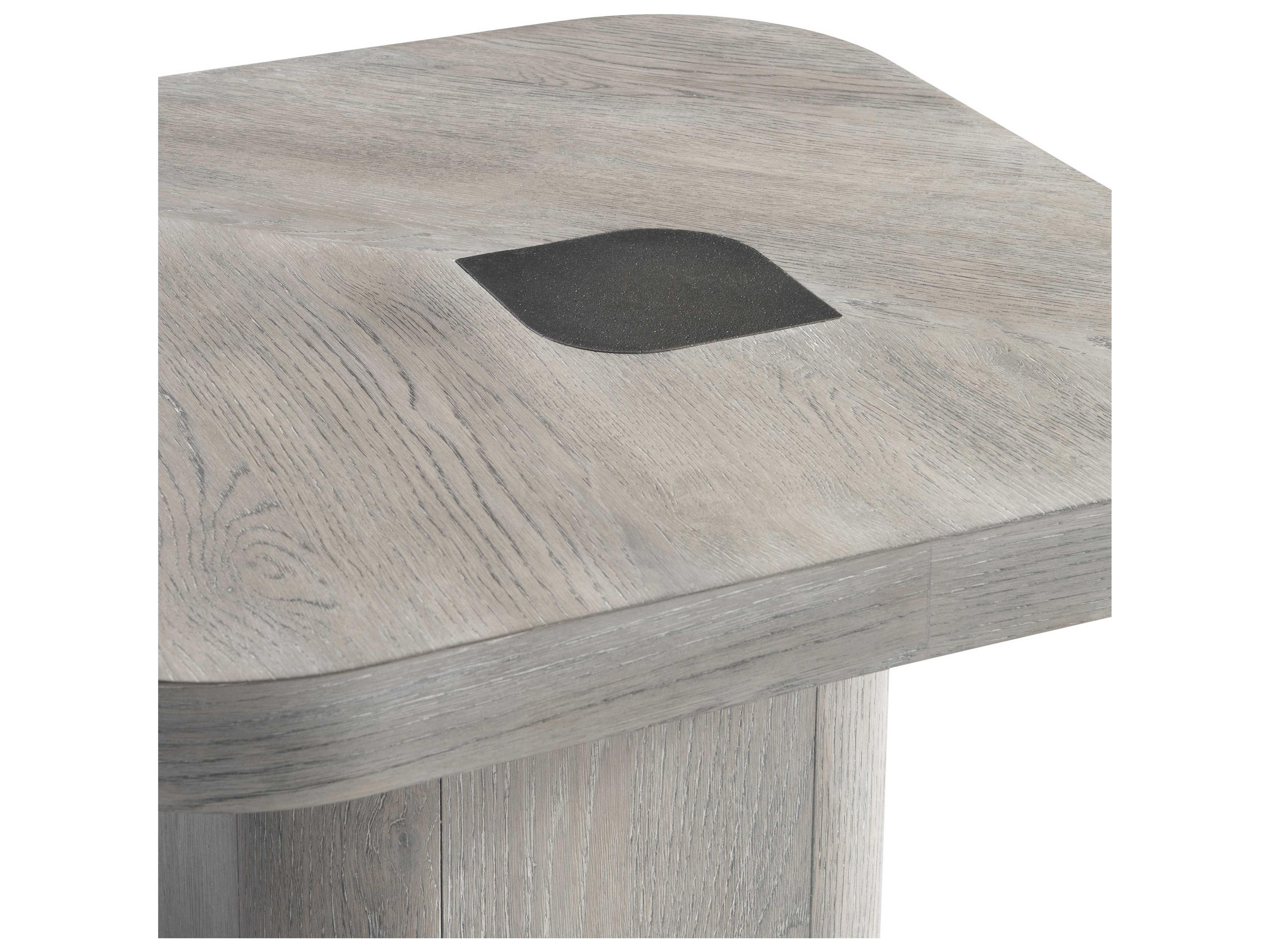 Bernhardt Marcato Square Wood Cerused Greige End Table