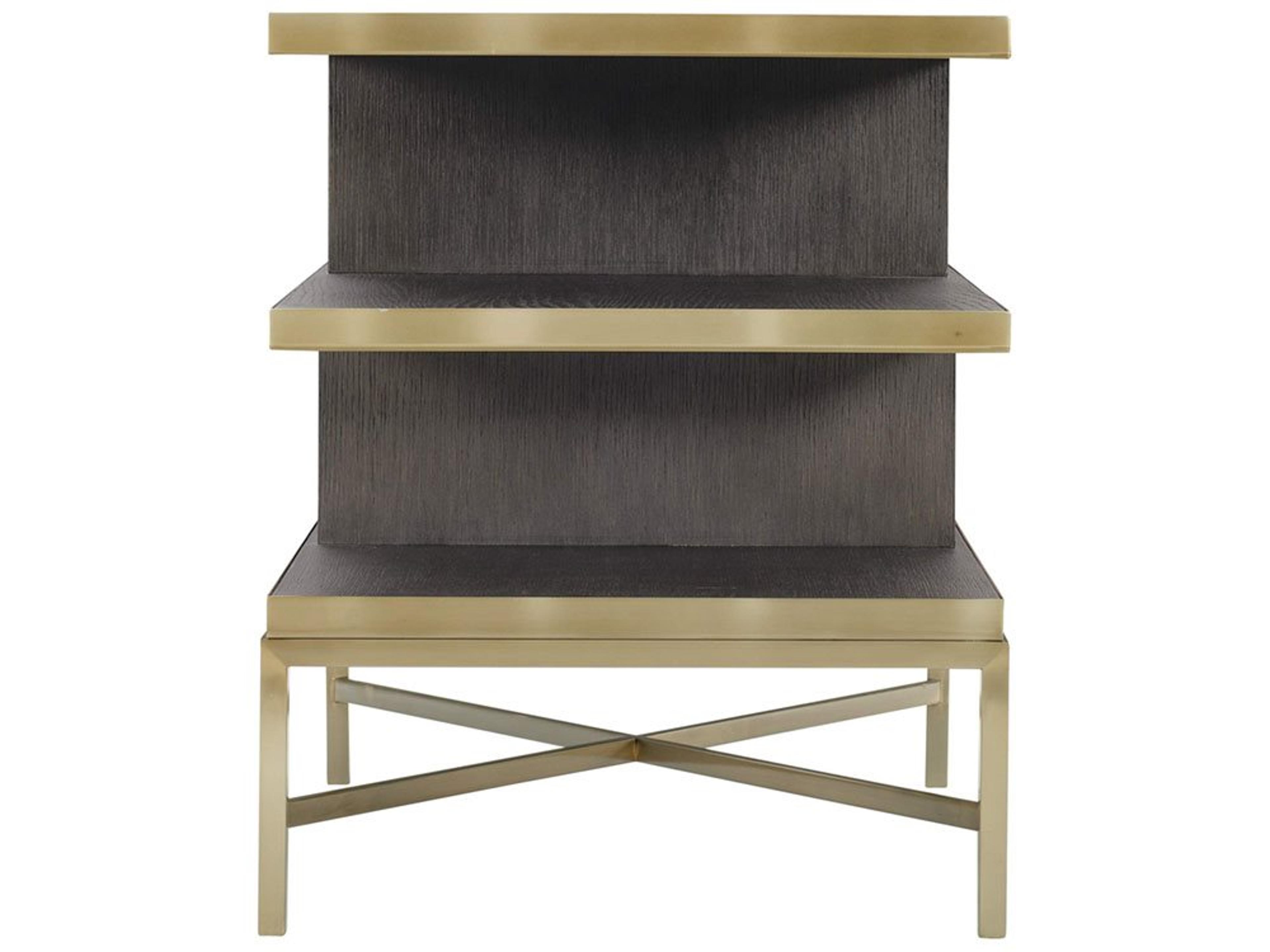 Bernhardt Beaumont Rectangular Wood Charcoal Brass End Table