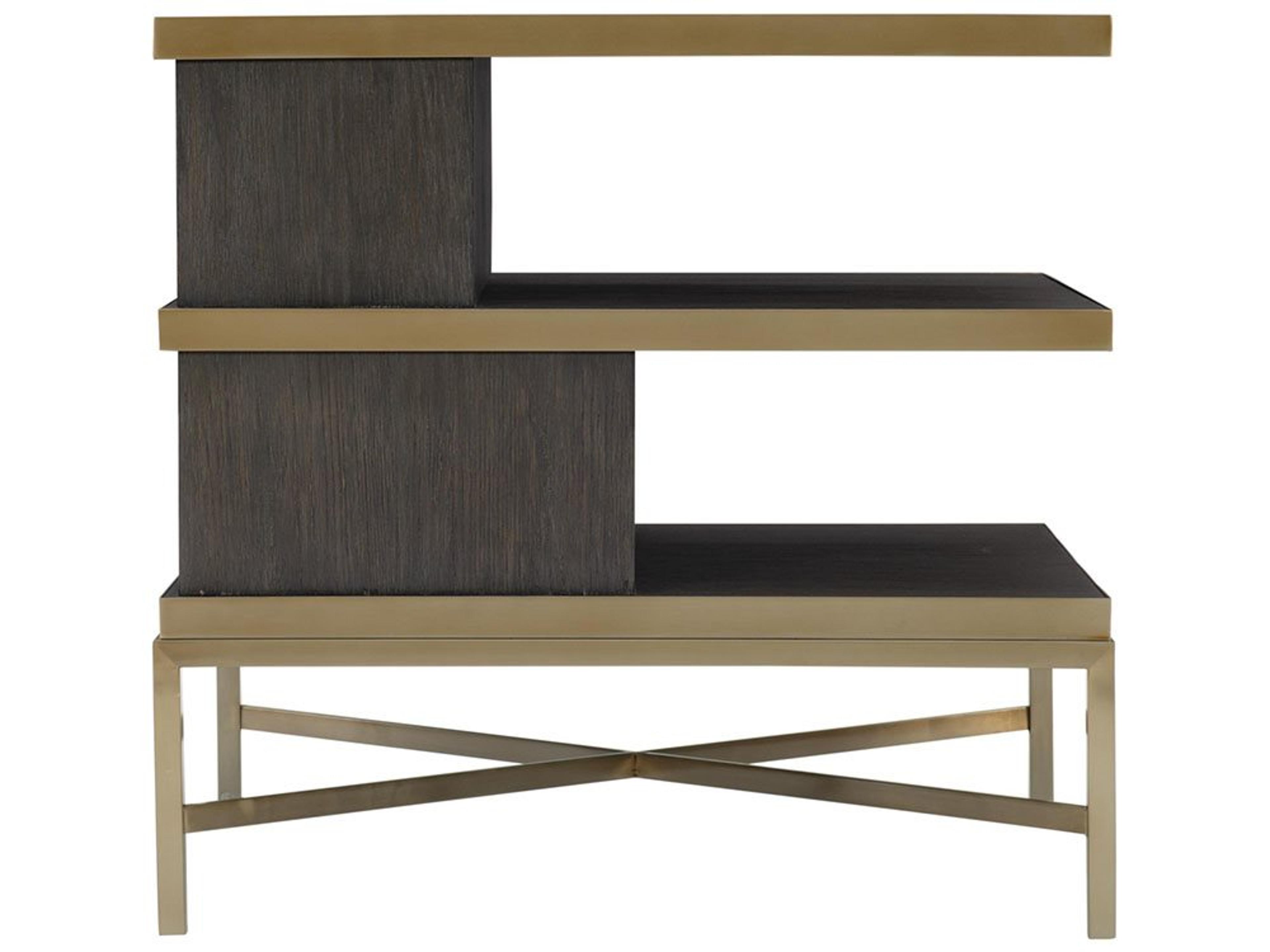 Bernhardt Beaumont Rectangular Wood Charcoal Brass End Table