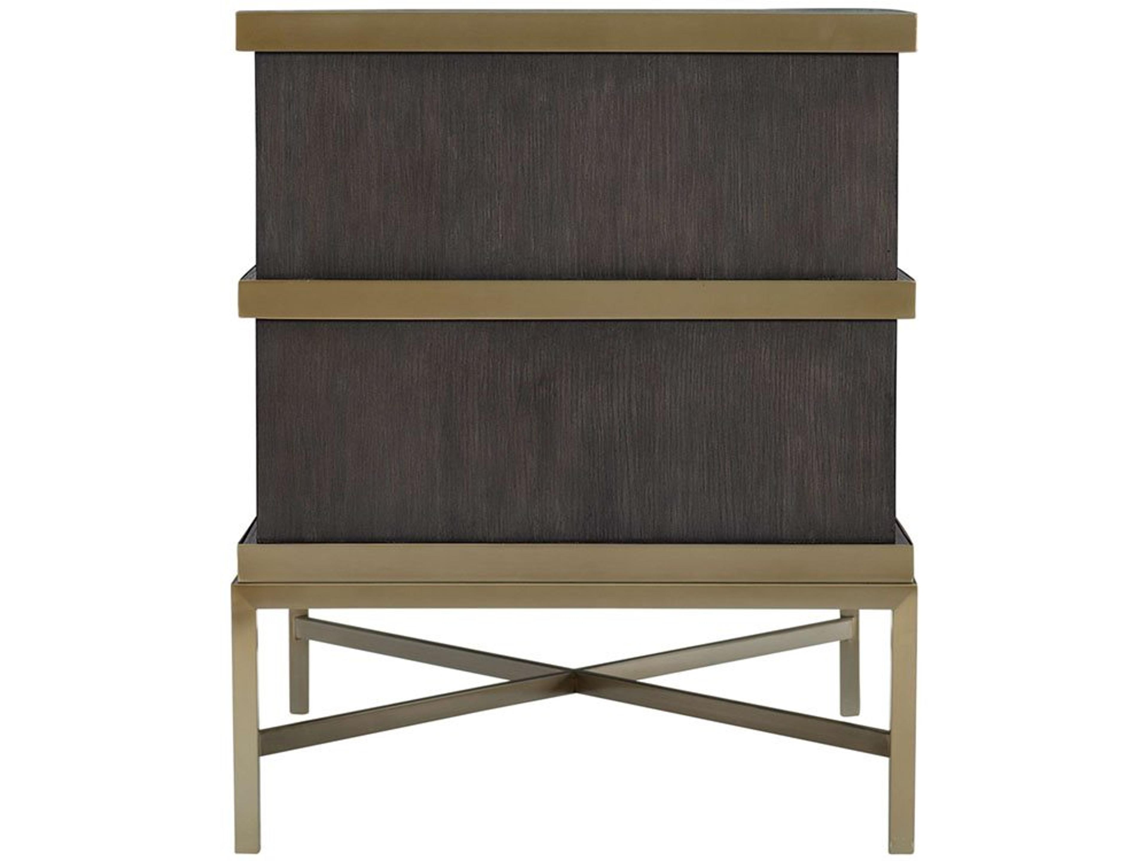 Bernhardt Beaumont Rectangular Wood Charcoal Brass End Table