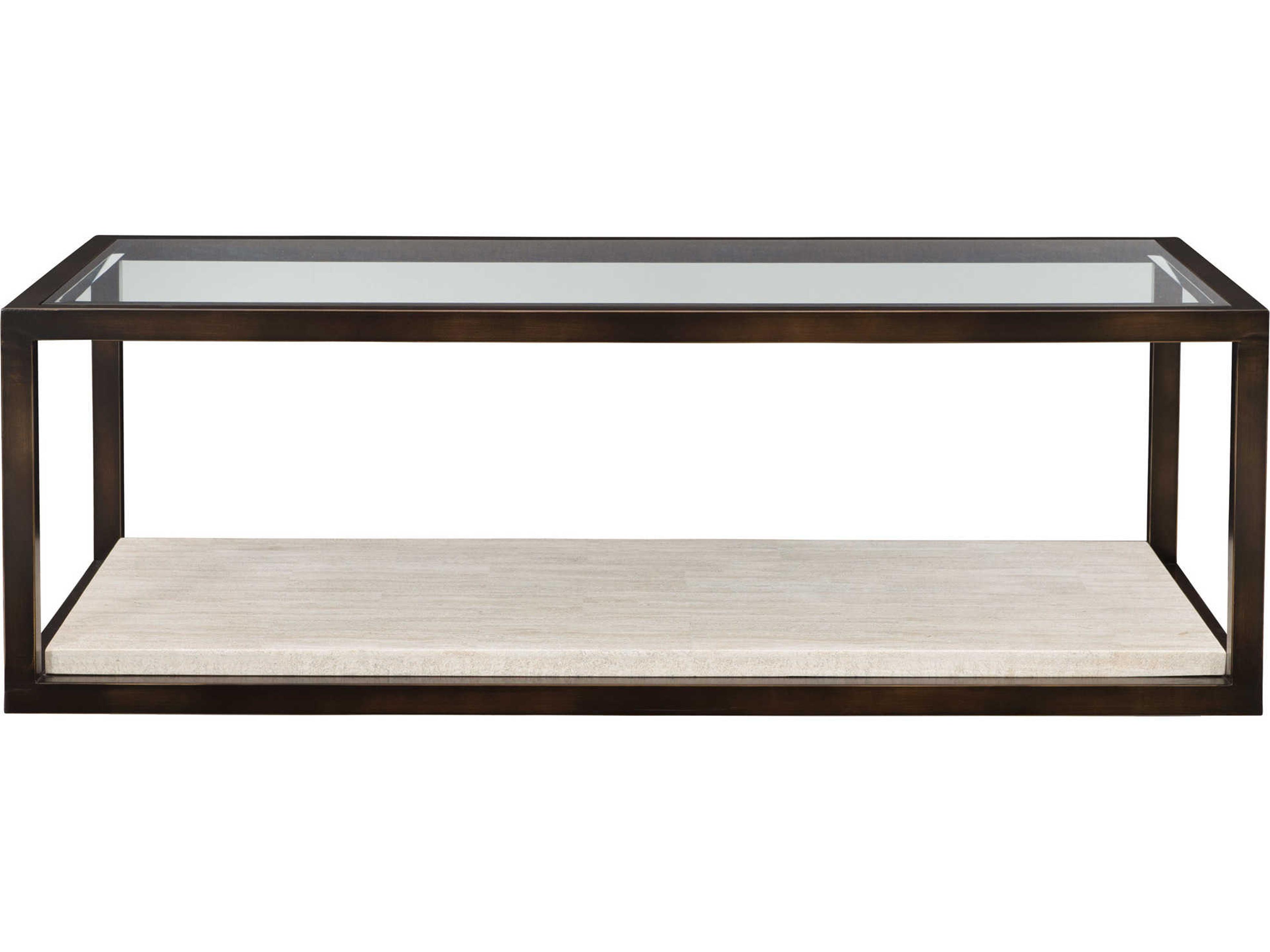 Bernhardt Kinsley Rectangular Glass Bronze Cocktail Table