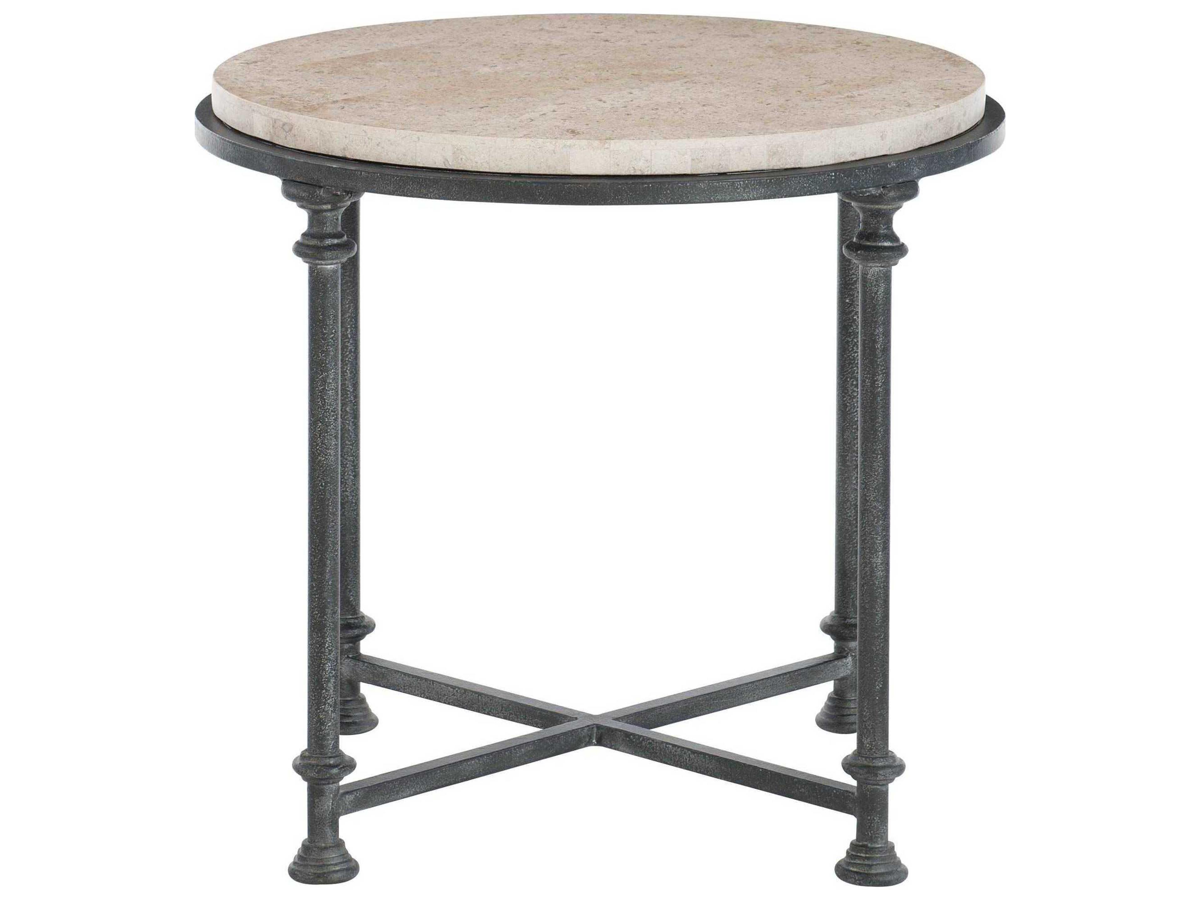 Bernhardt Galesbury Round Stone Antique Silver End Table