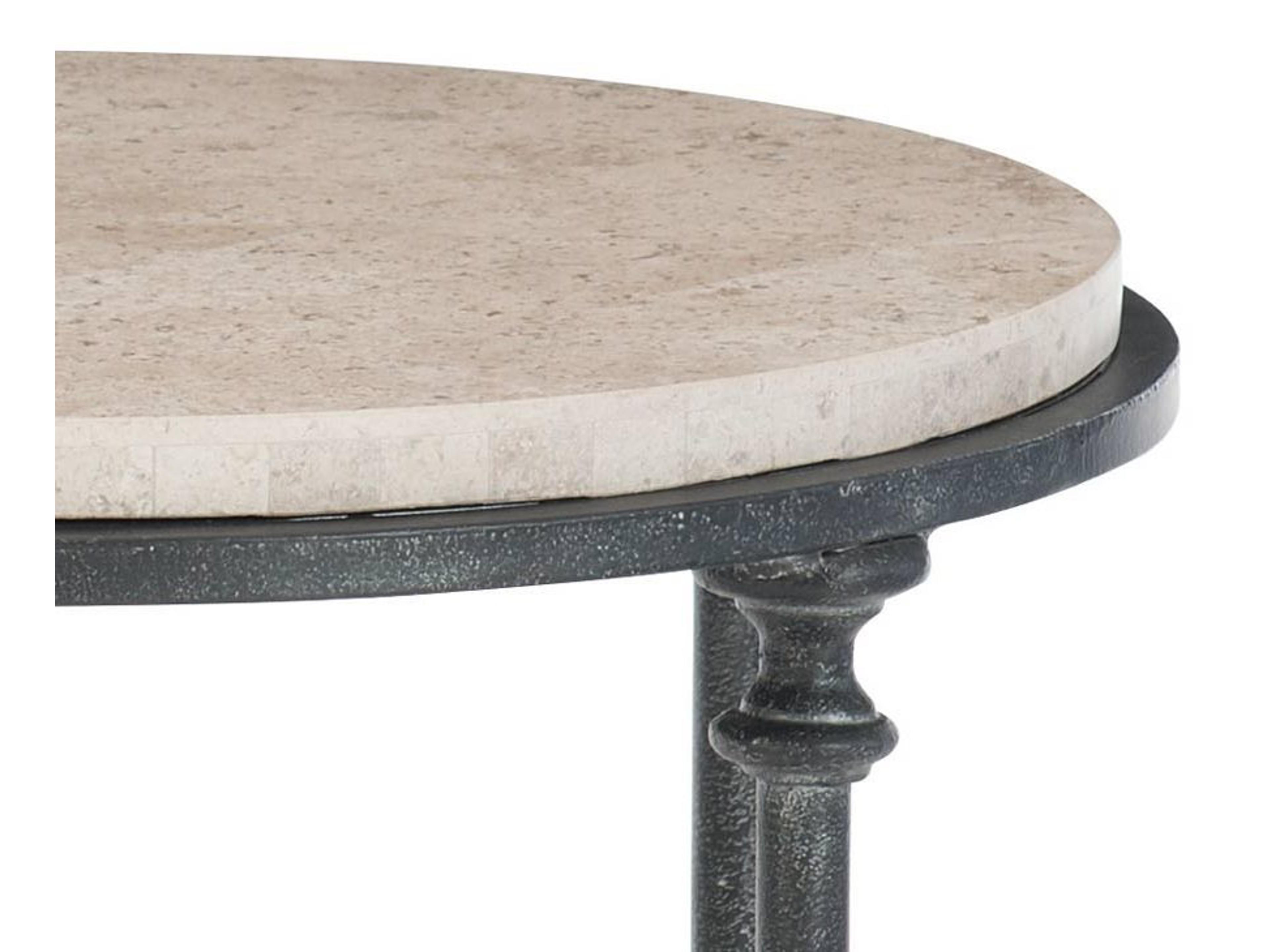 Bernhardt Galesbury Round Stone Antique Silver End Table