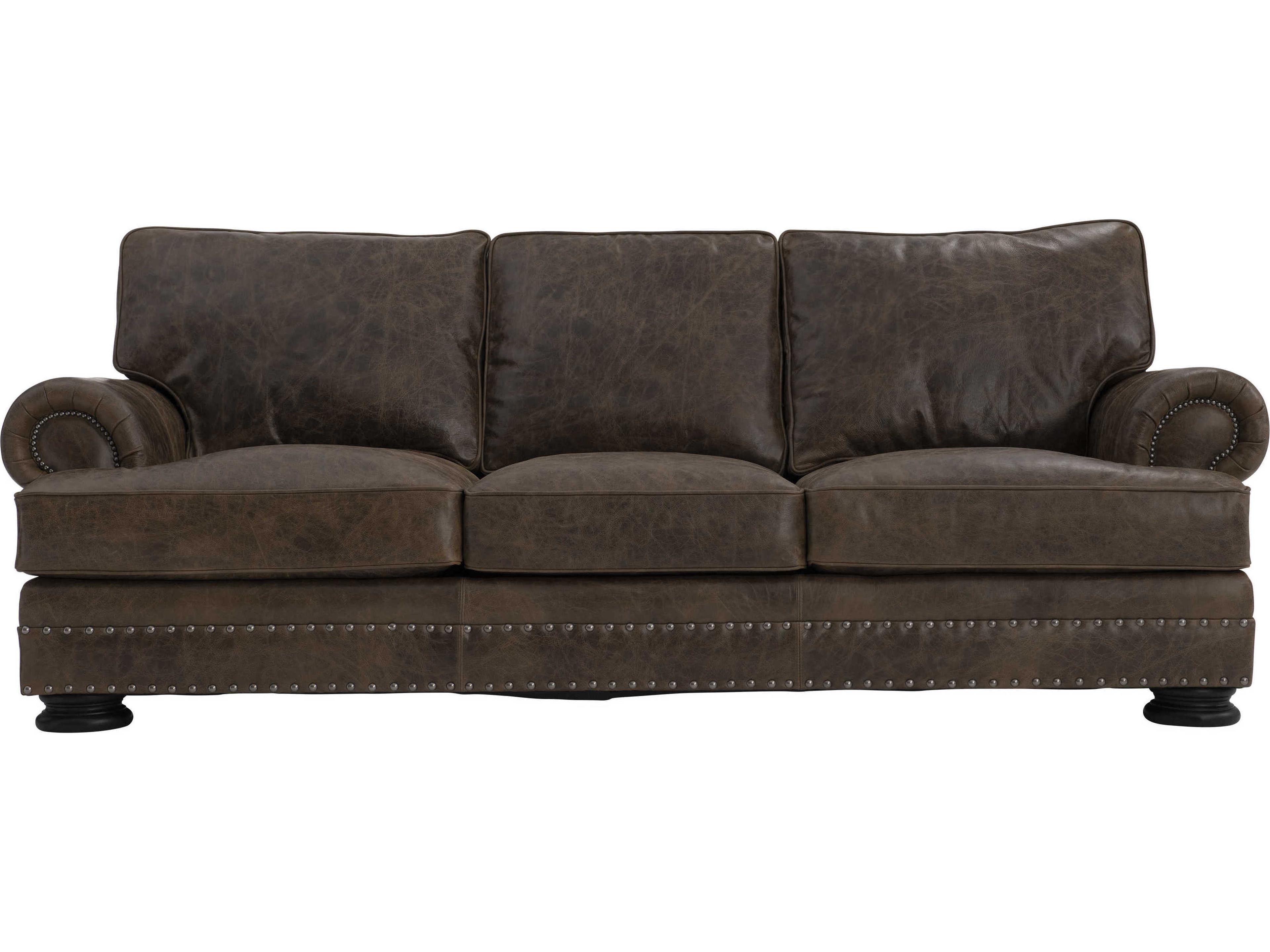 Bernhardt Foster Molasses Leather Sofa
