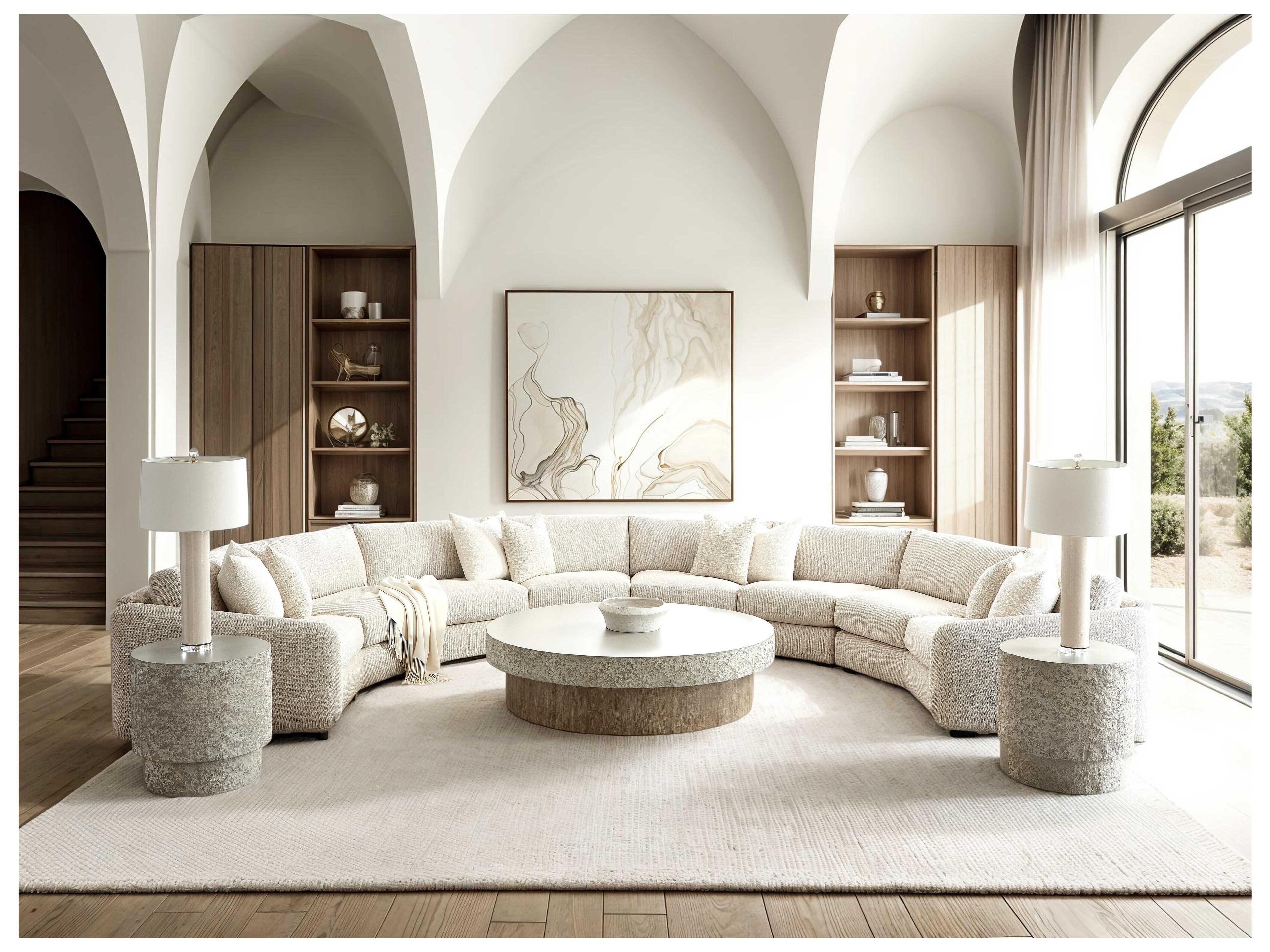 Bernhardt Pincio Round Faux Stone Grey Coffee Table