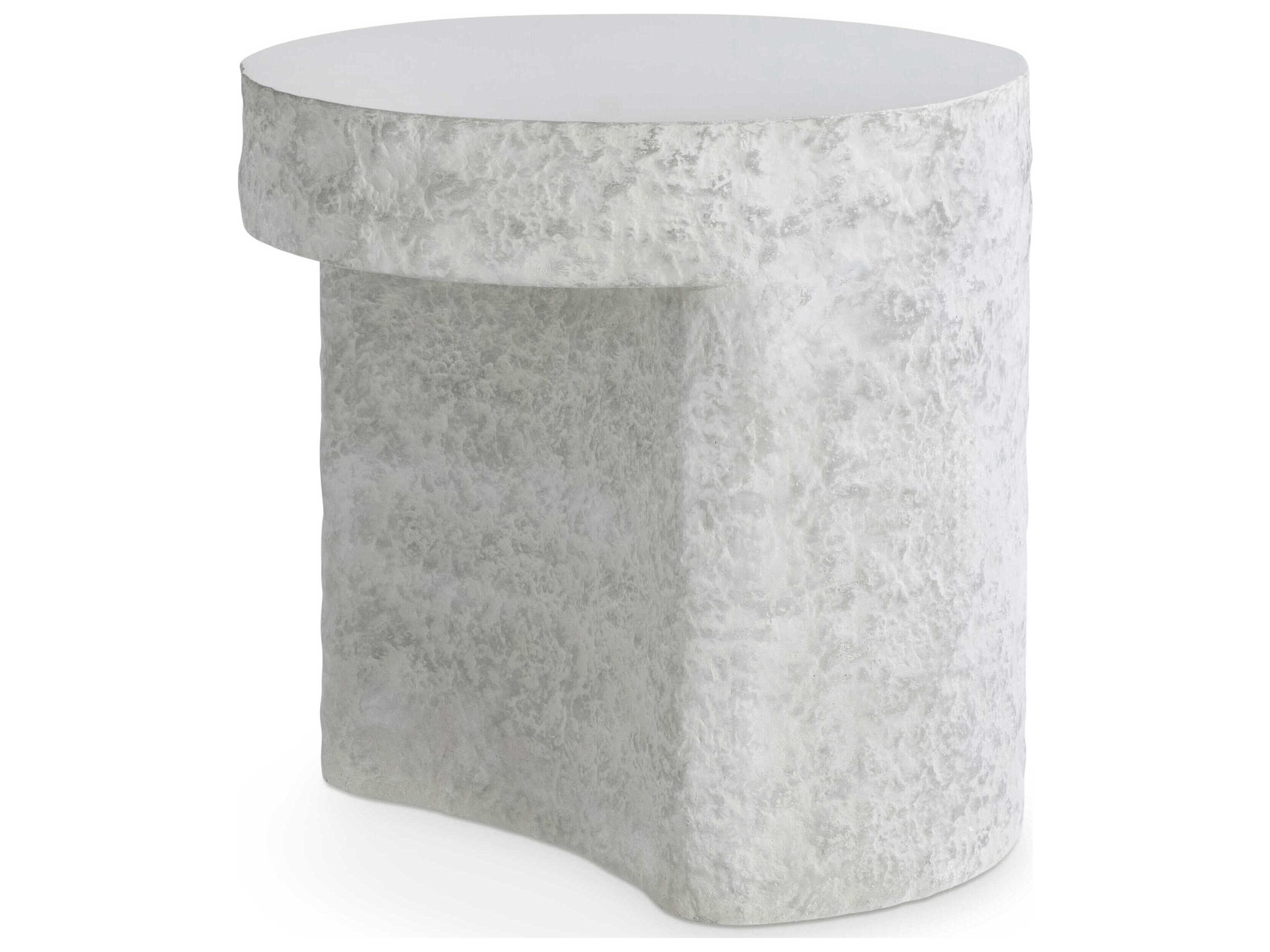 Bernhardt Pincio Round Faux Stone Grey End Table