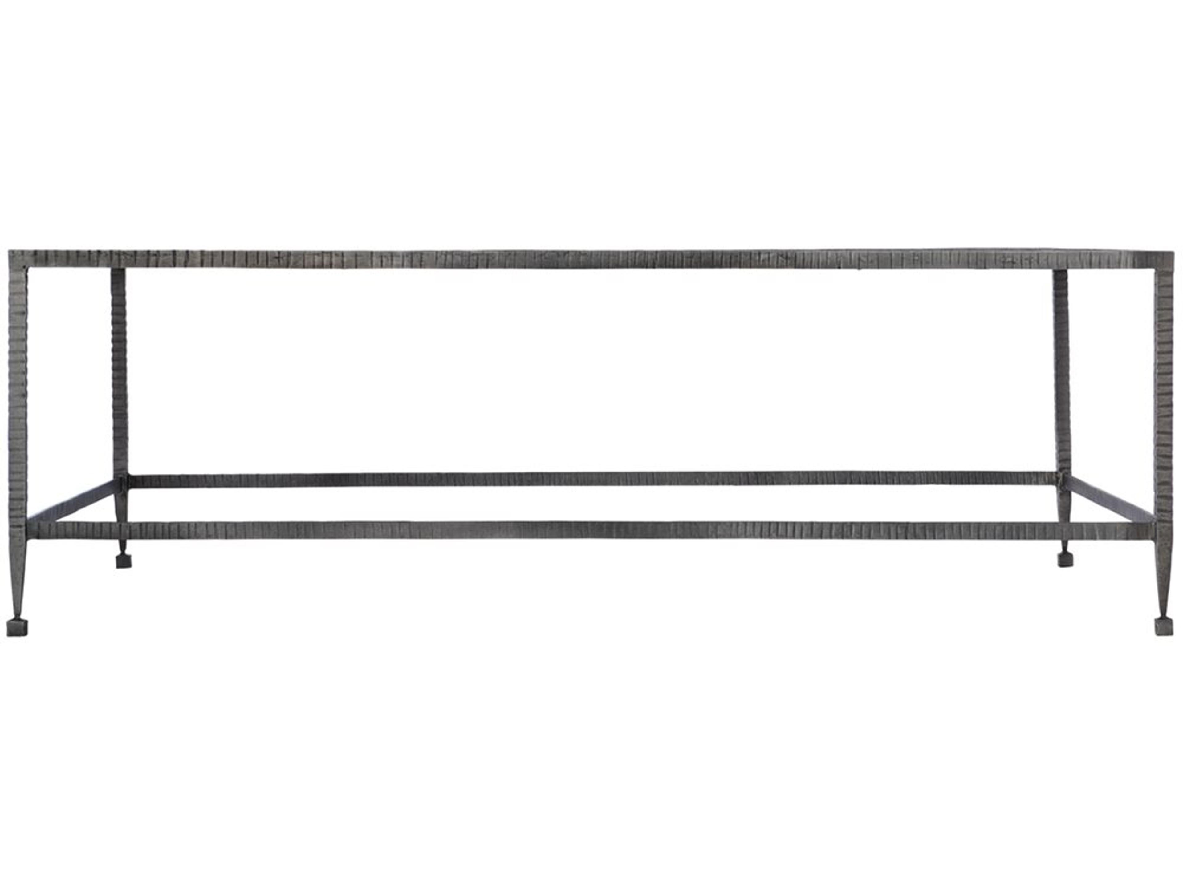 Bernhardt Longford Rectangular Stone Veneer Textured Forged Iron Cocktail Table