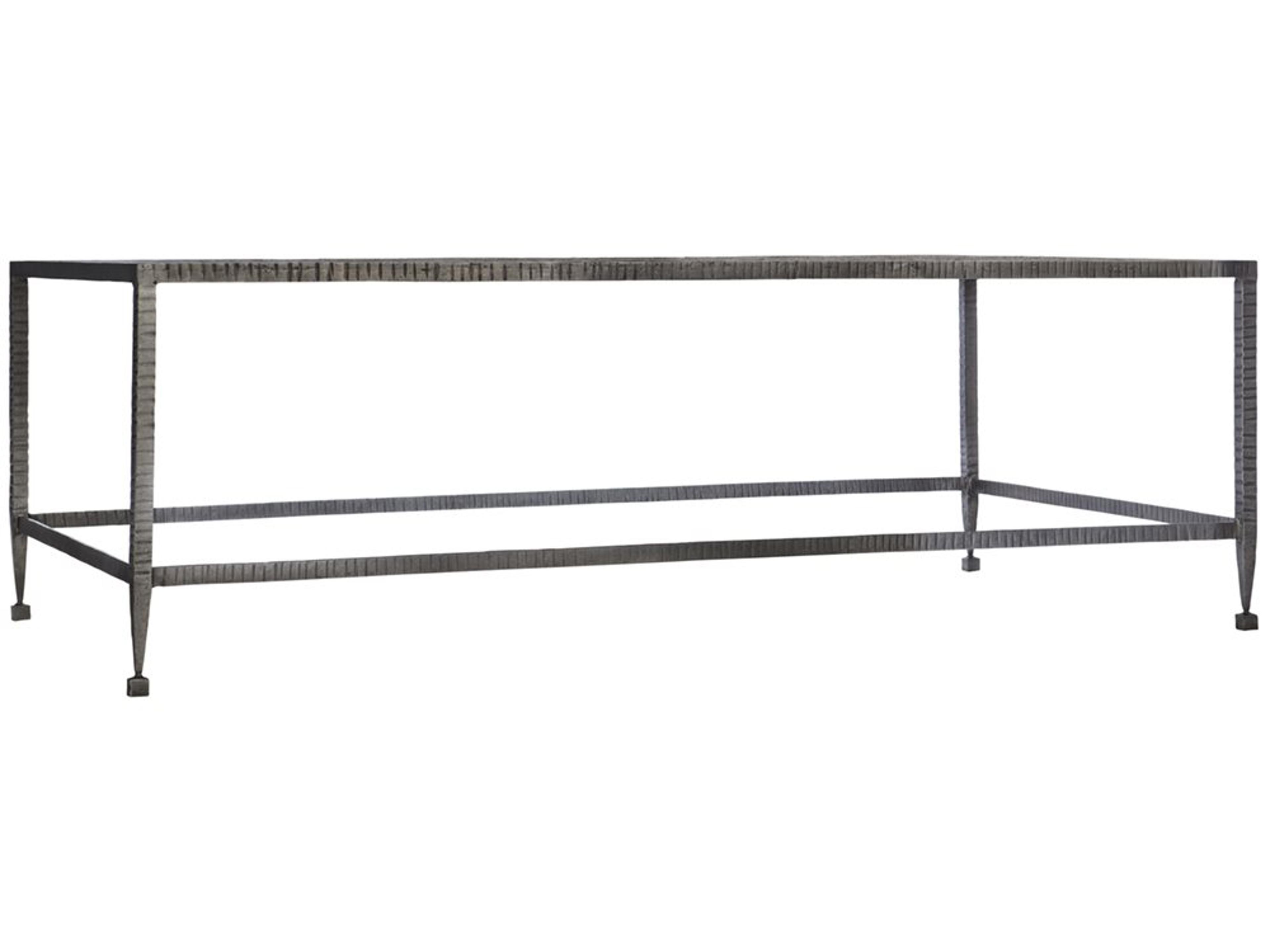 Bernhardt Longford Rectangular Stone Veneer Textured Forged Iron Cocktail Table