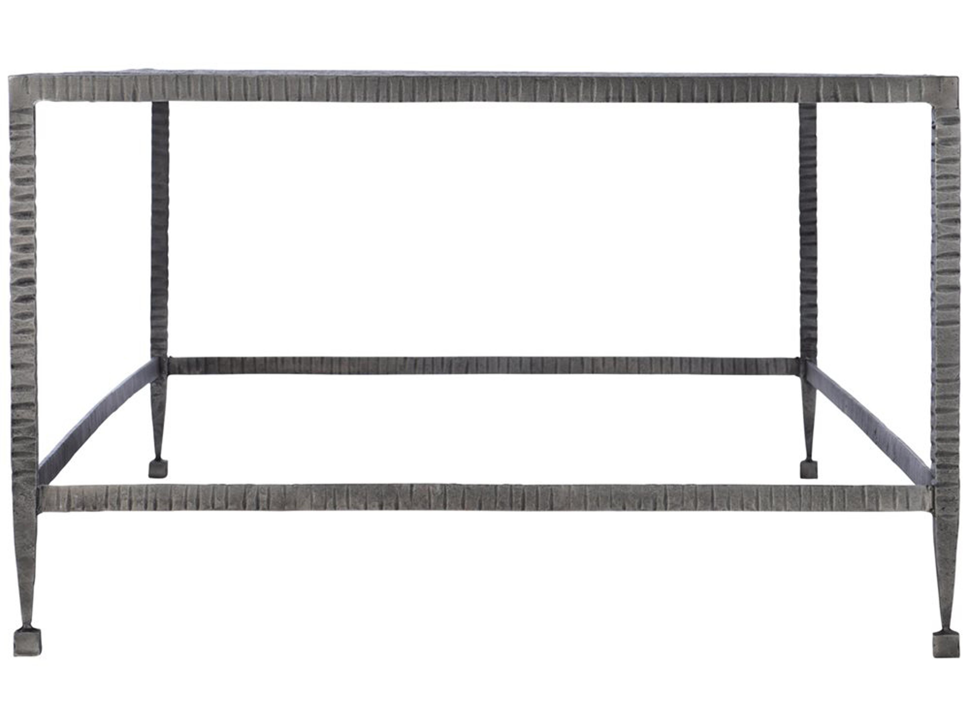 Bernhardt Longford Rectangular Stone Veneer Textured Forged Iron Cocktail Table