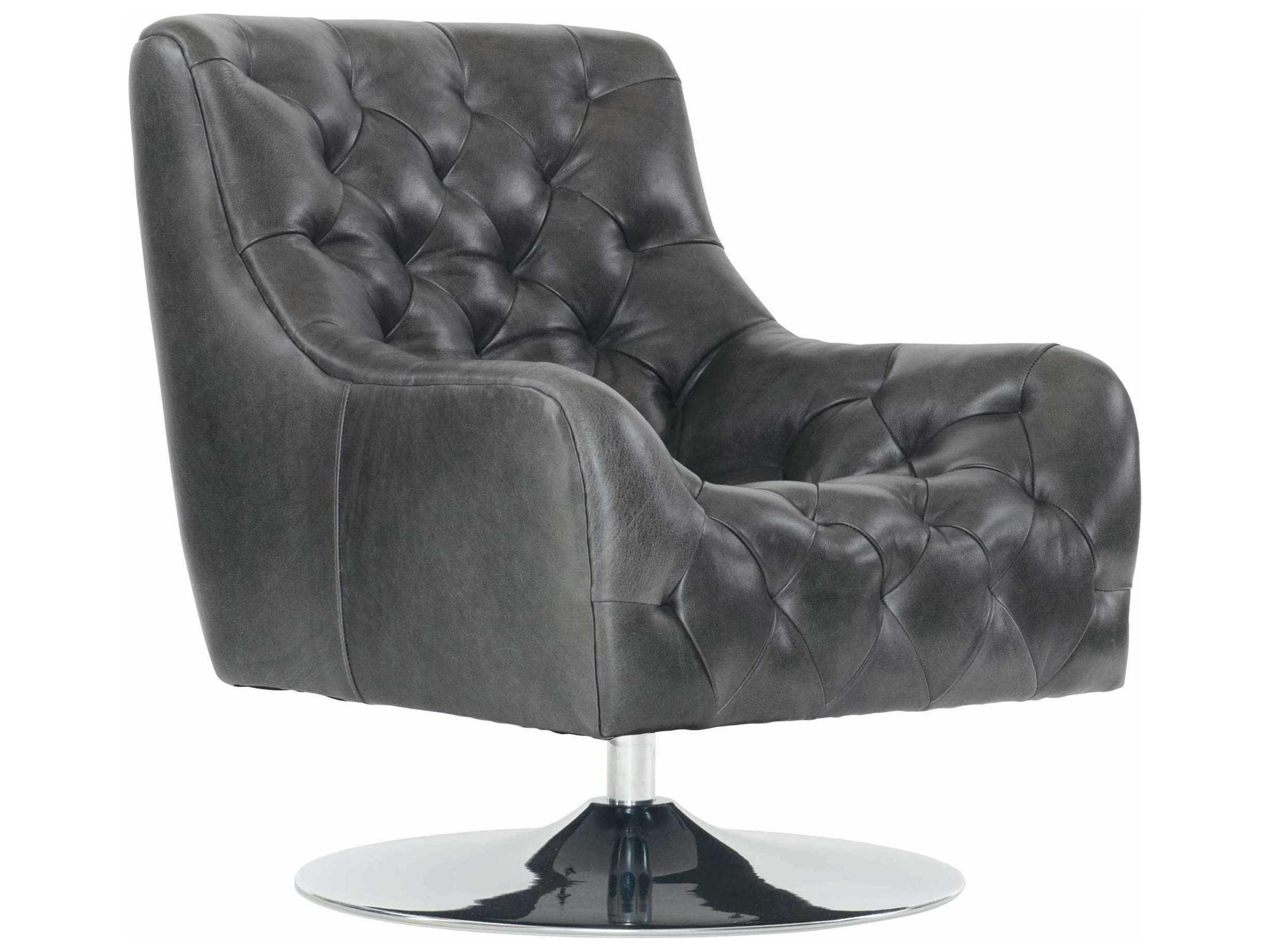 Finn Swivel Gray Leather Accent Chair