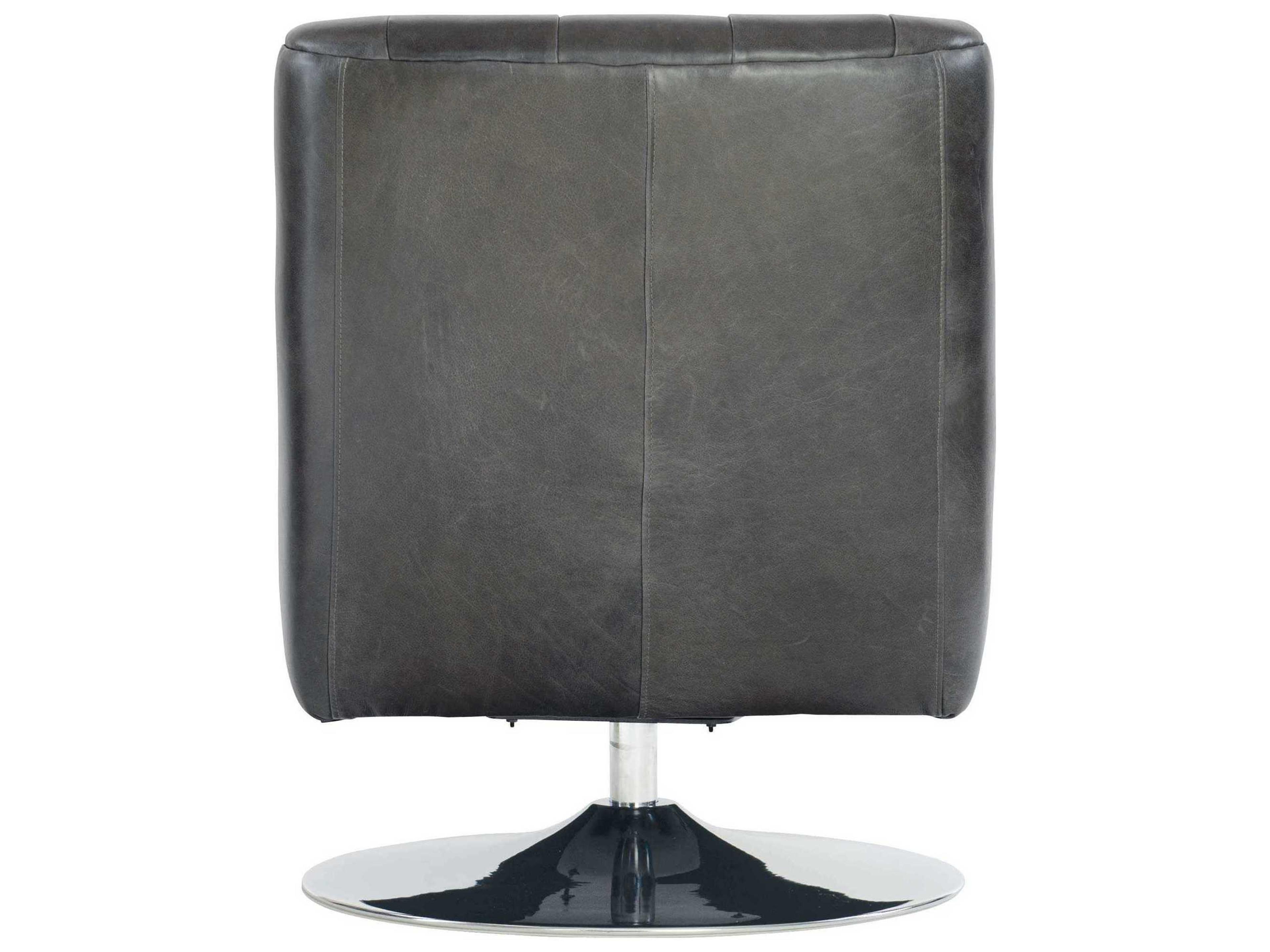 Bernhardt Finn Swivel Gray Leather Accent Chair